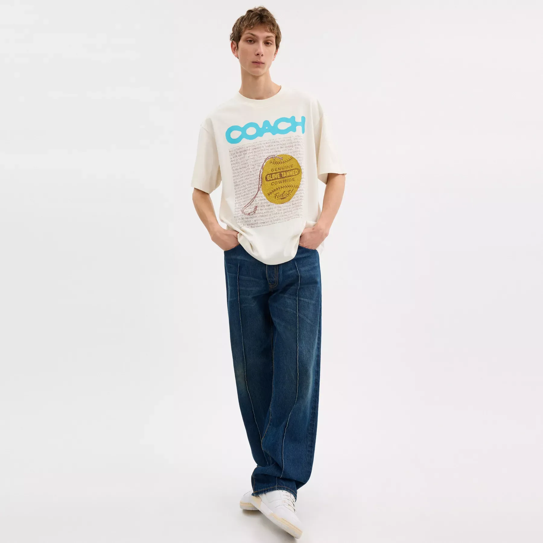 COACH Avslappnad collage grafisk T-shirt Vit Multi