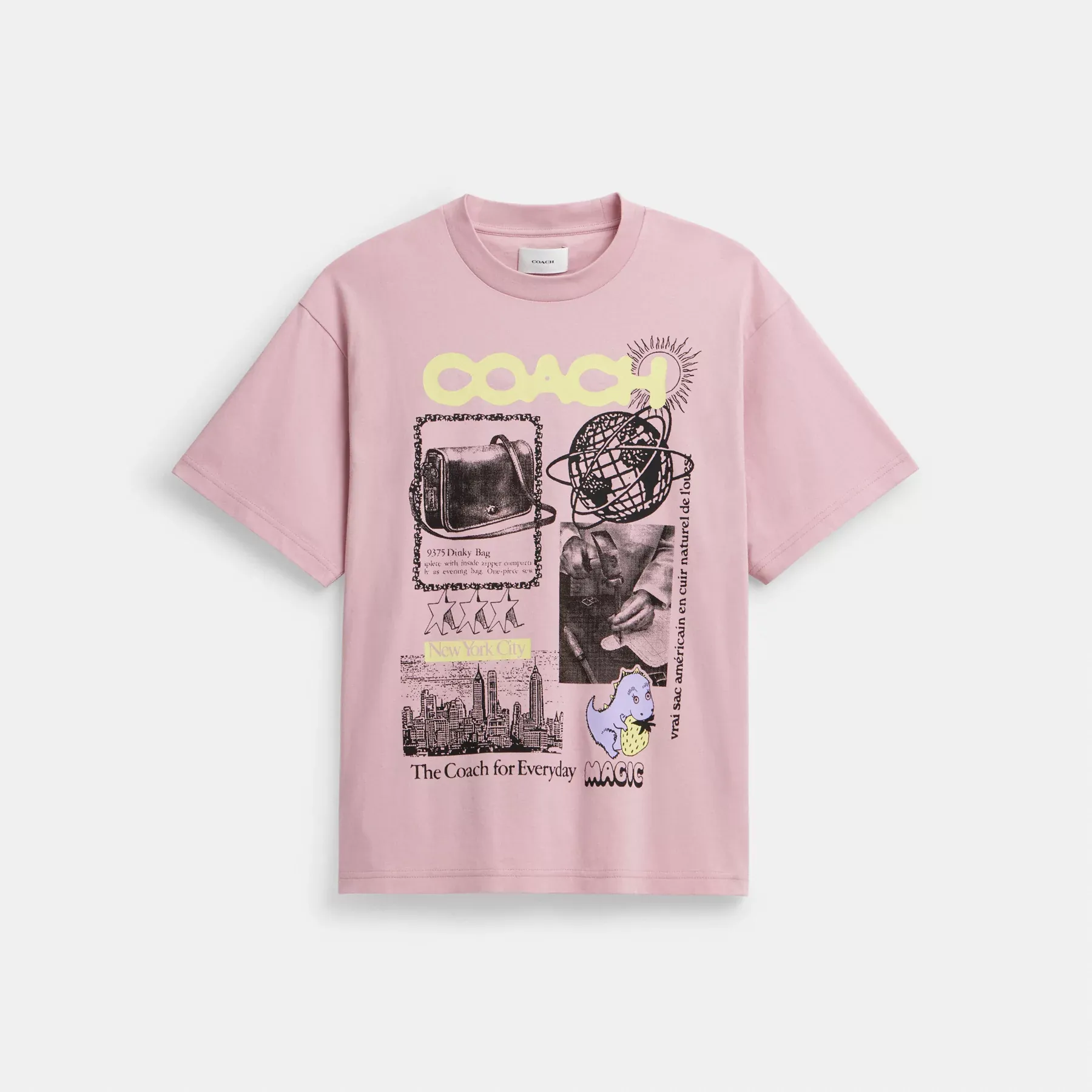 COACH Avslappnad grafisk T-shirt i ekologisk bomull Rosa