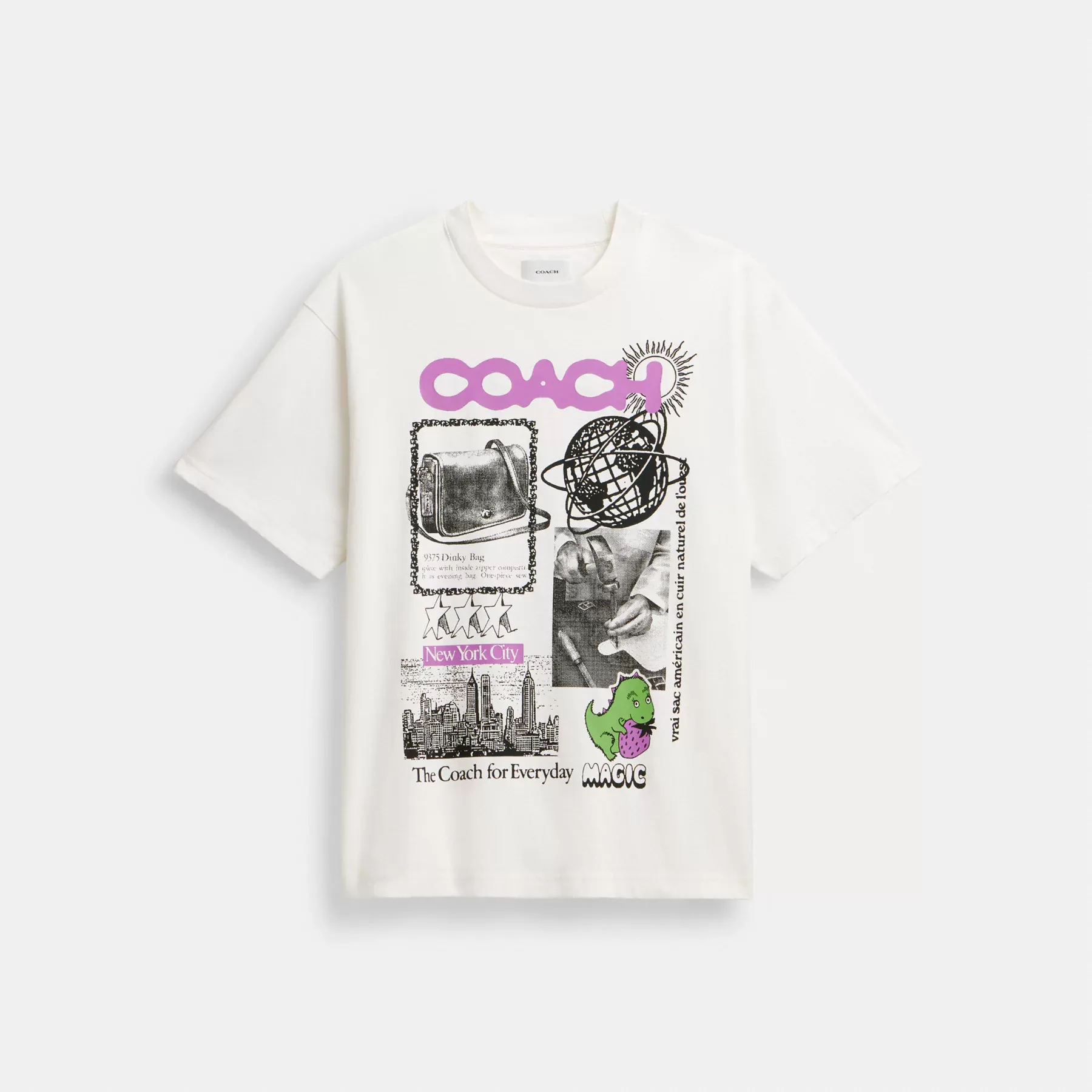 COACH Avslappnad grafisk T-shirt i ekologisk bomull Vit