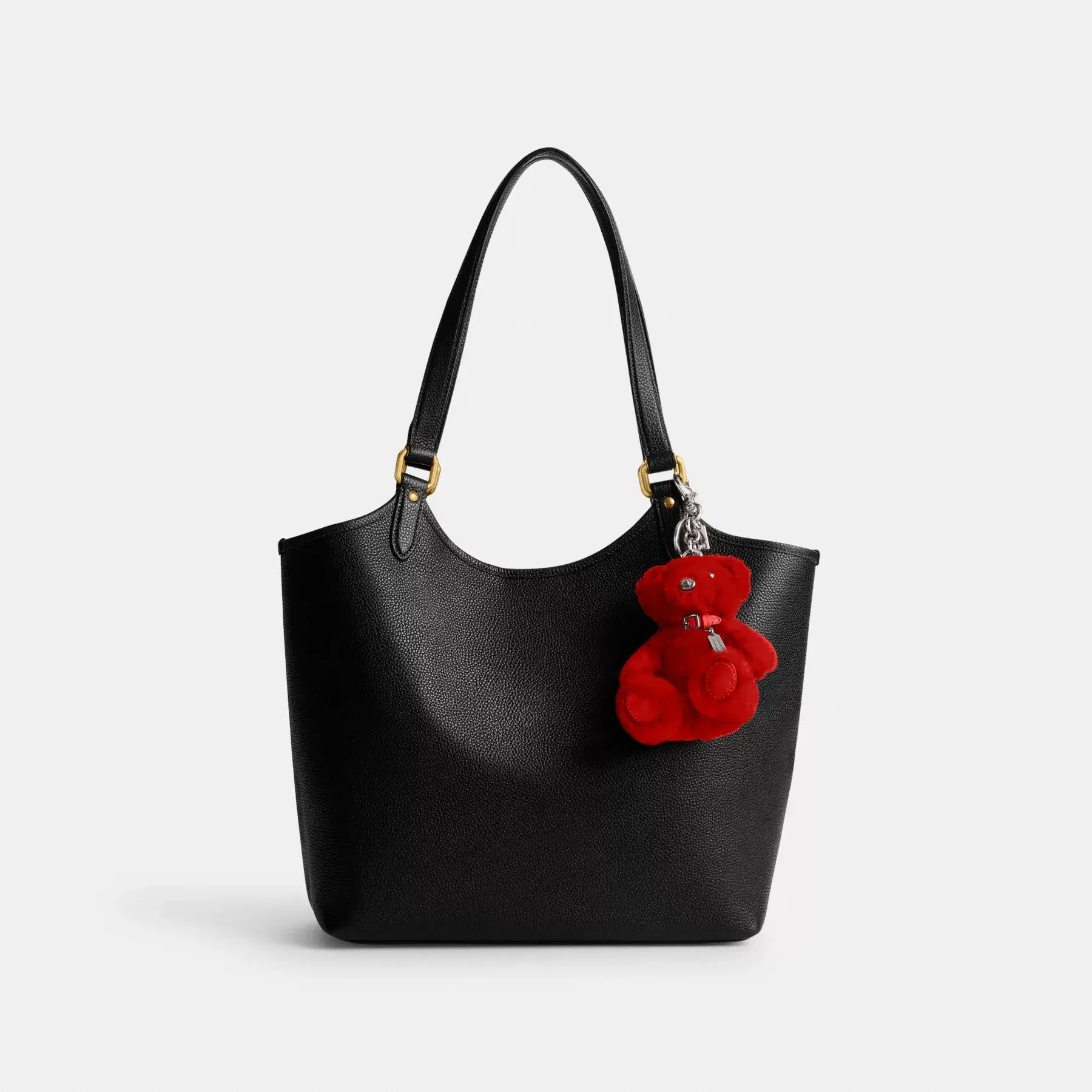 COACH Bear Bag Berlock I Signatur Shearling Sport Röd Multi