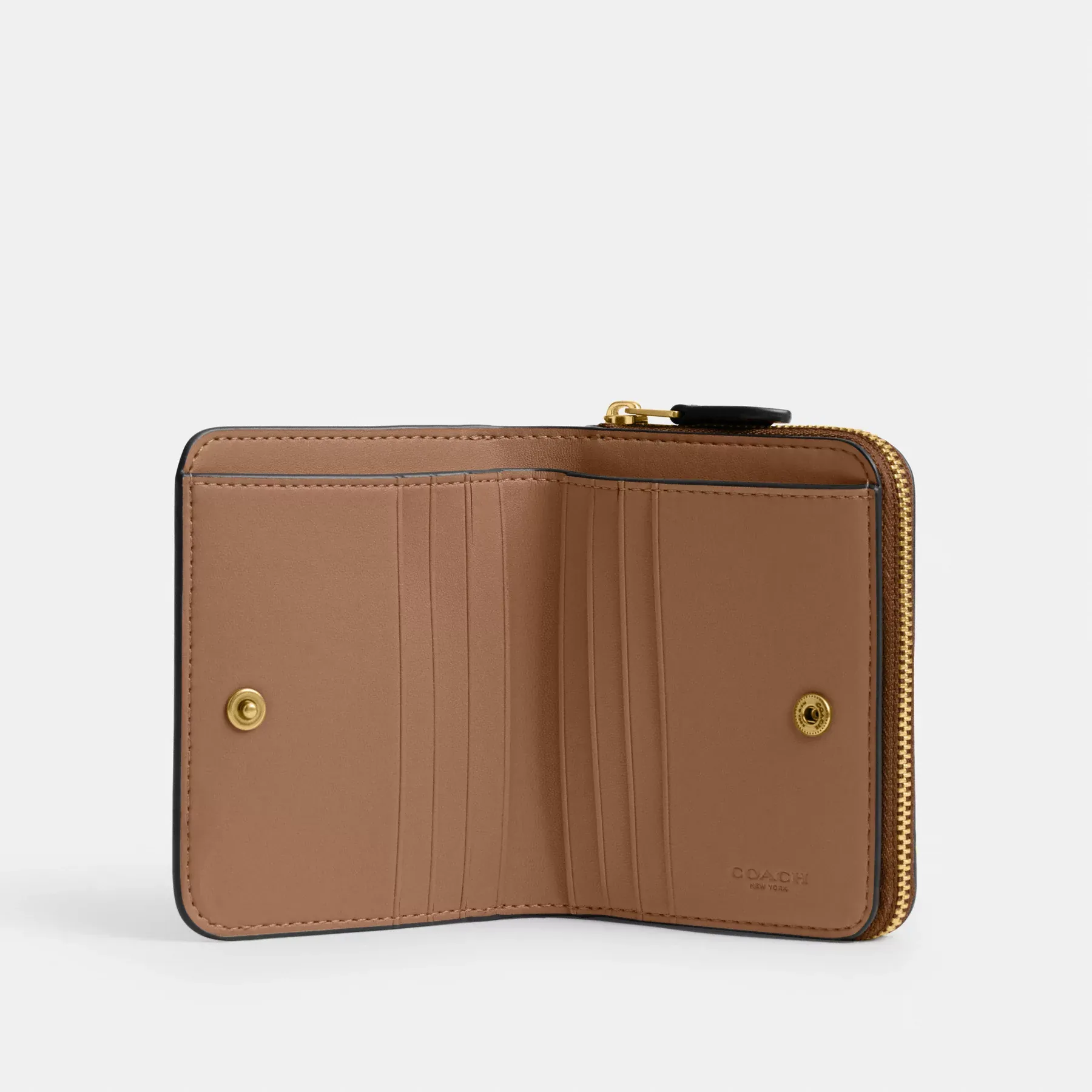 COACH Billfold-plånbok i signaturduk med Rexy-tryck Tan Brown Multi
