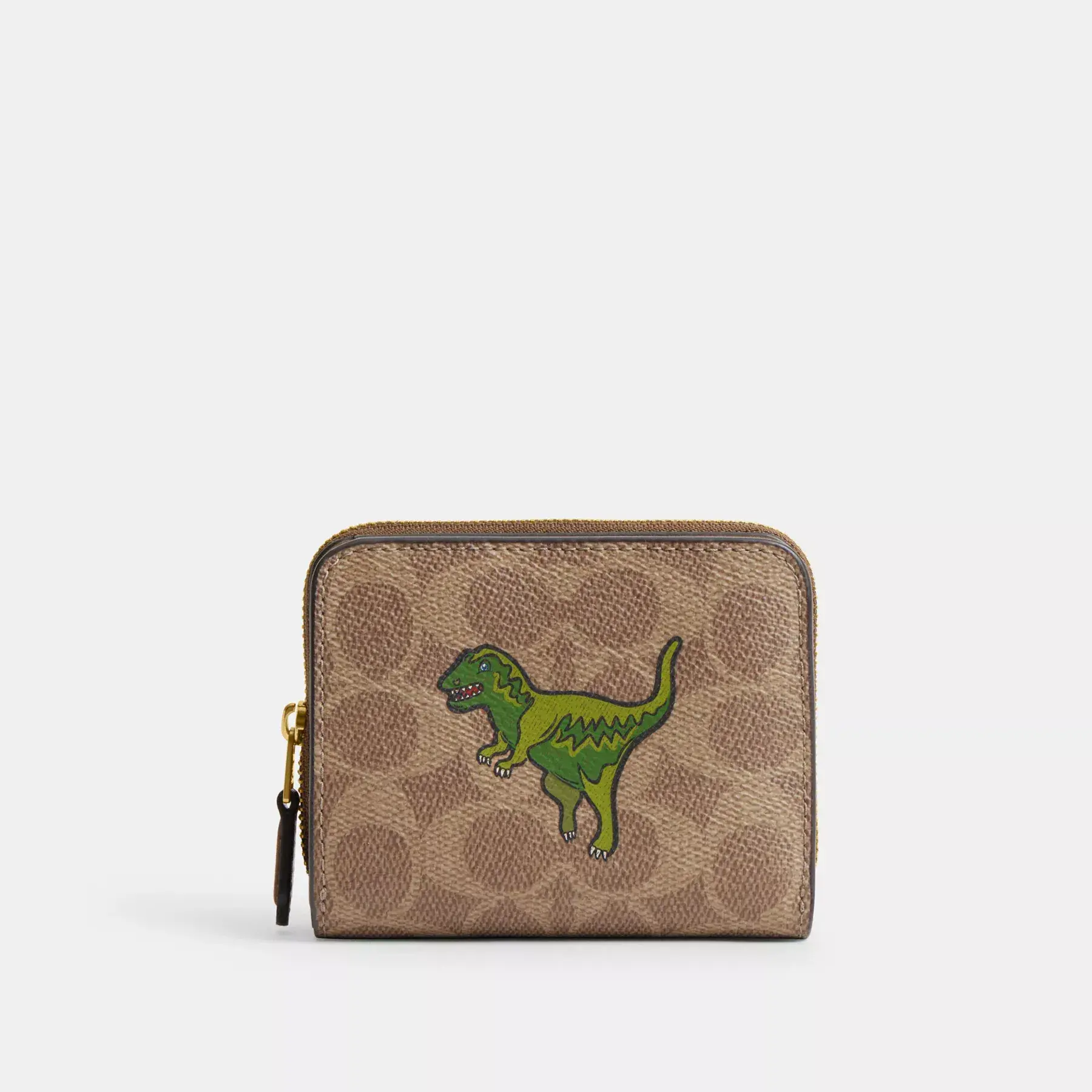 COACH Billfold-plånbok i signaturduk med Rexy-tryck Tan Brown Multi
