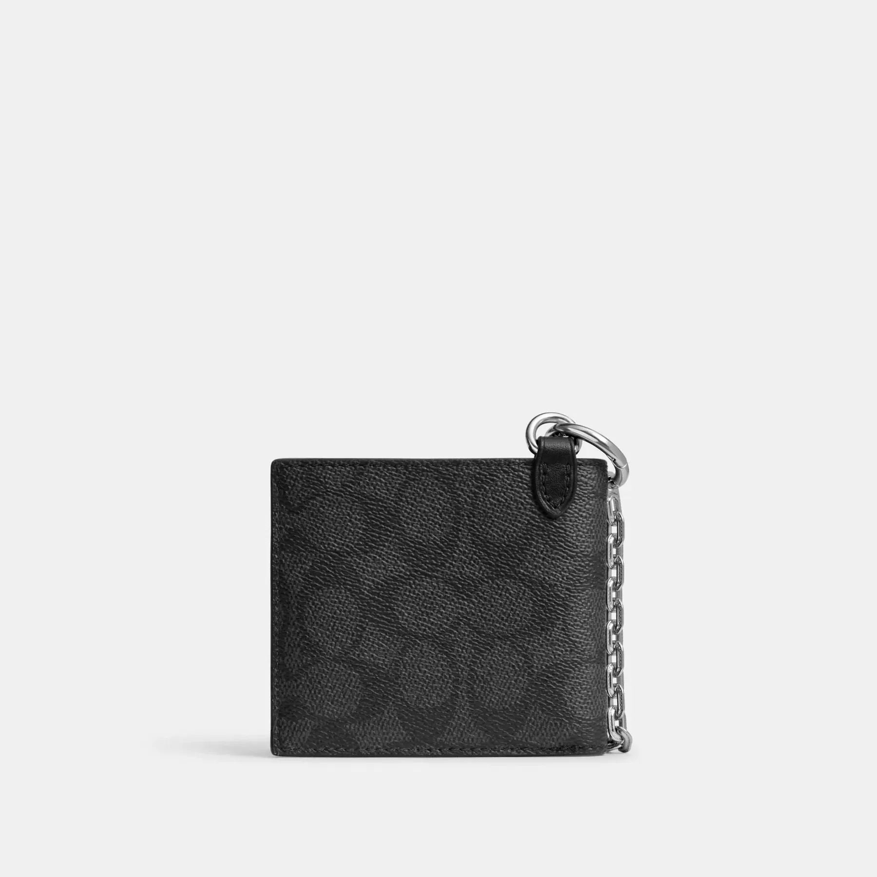 COACH Billfold plånbok med kedja i signatur canvas Träkol signatur