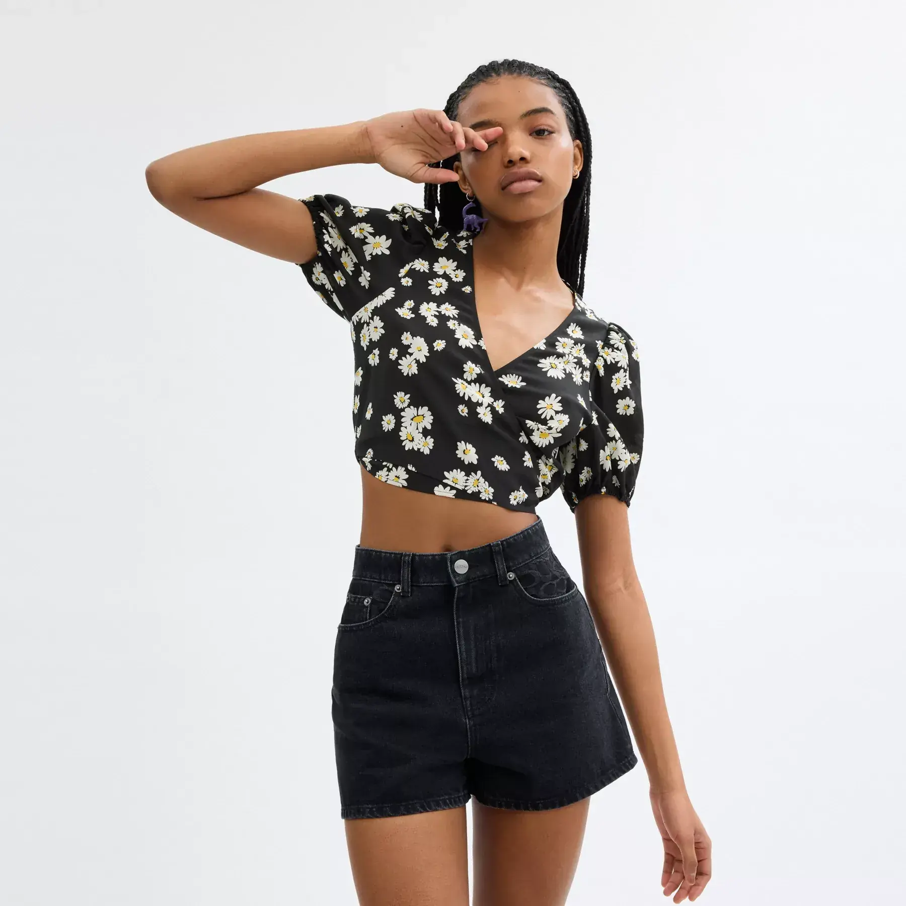 COACH Blommig omlottblus Svart Multi