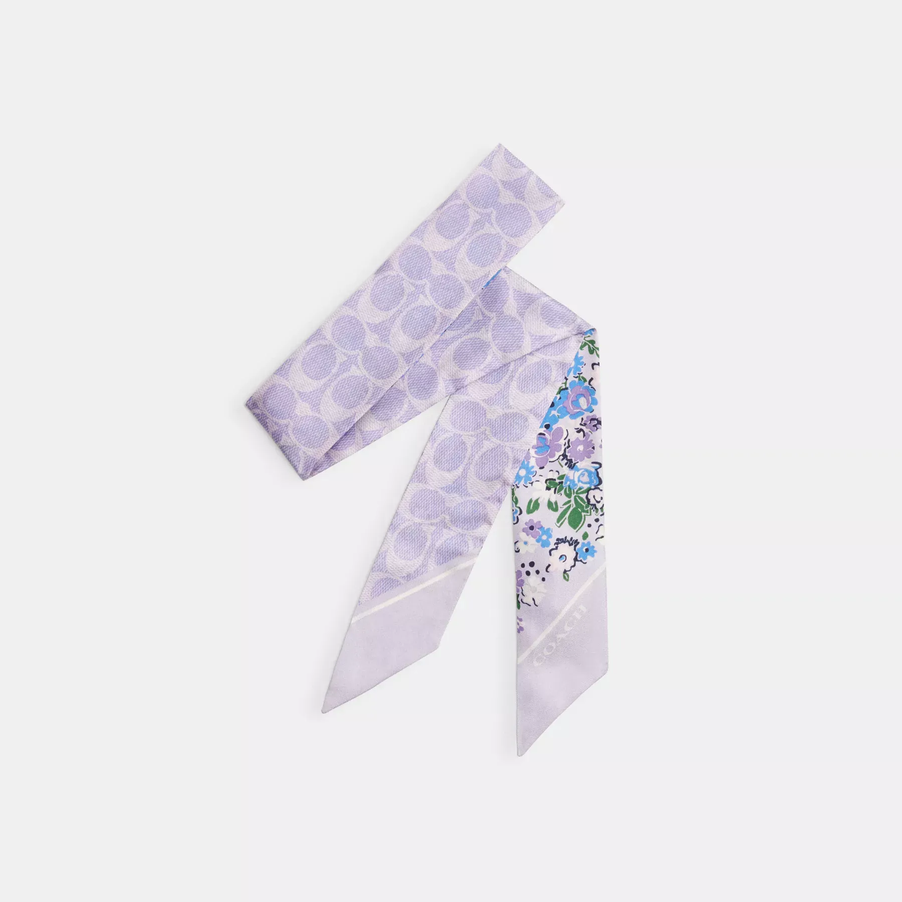 COACH Blommig silk skinny scarf Mjuk lila