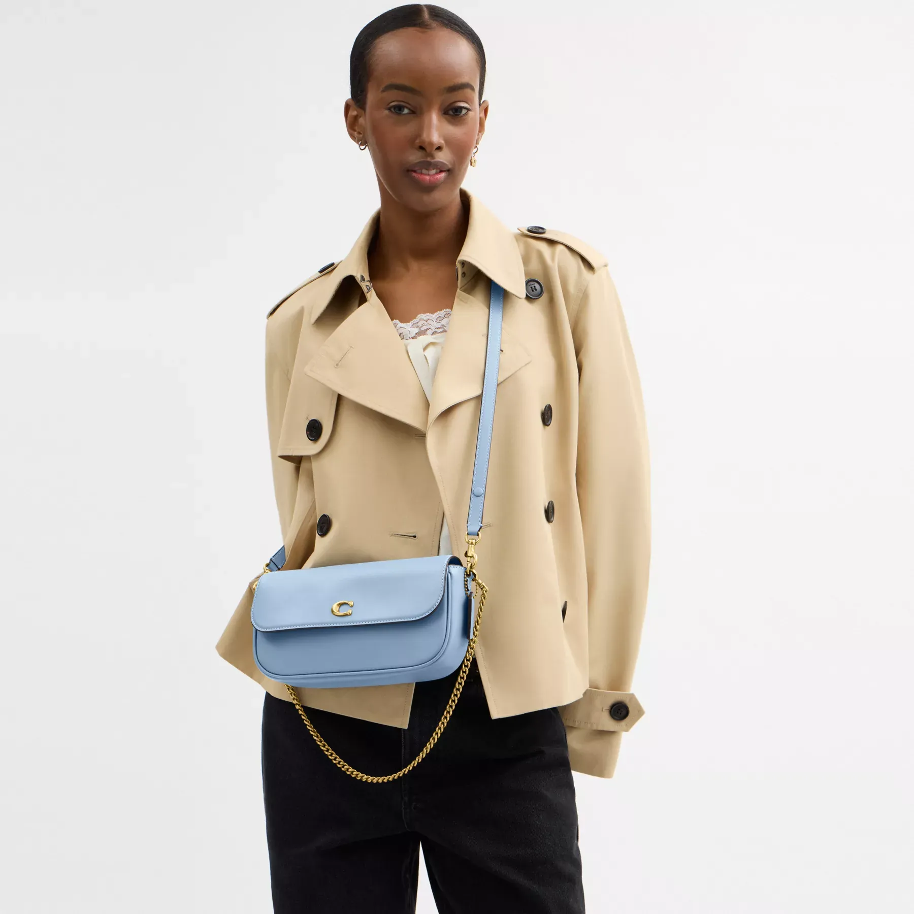 COACH Brook Flap Chain Bag Blåklocka COACH Brook Flap Chain Bag Blåklocka