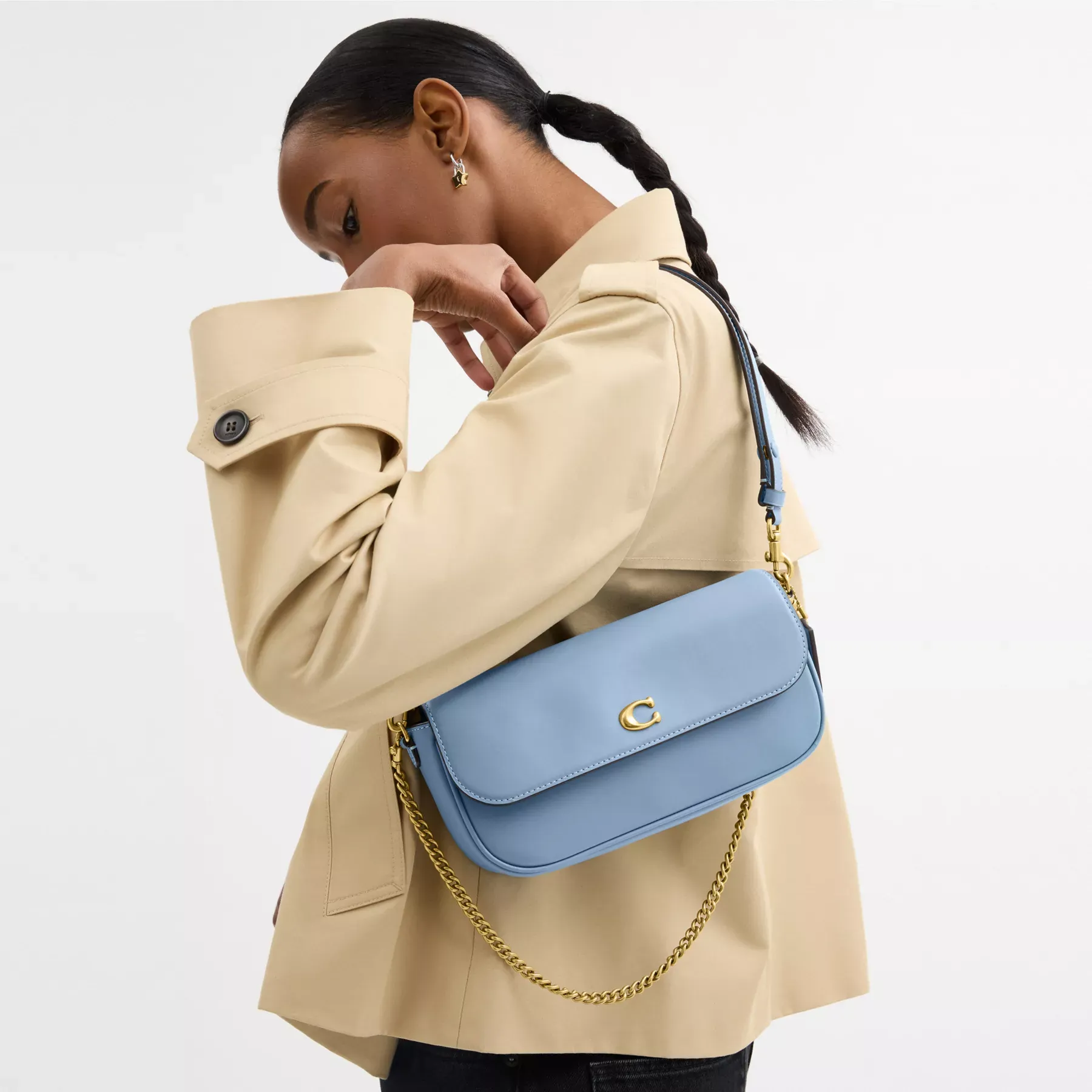 COACH Brook Flap Chain Bag Blåklocka COACH Brook Flap Chain Bag Blåklocka
