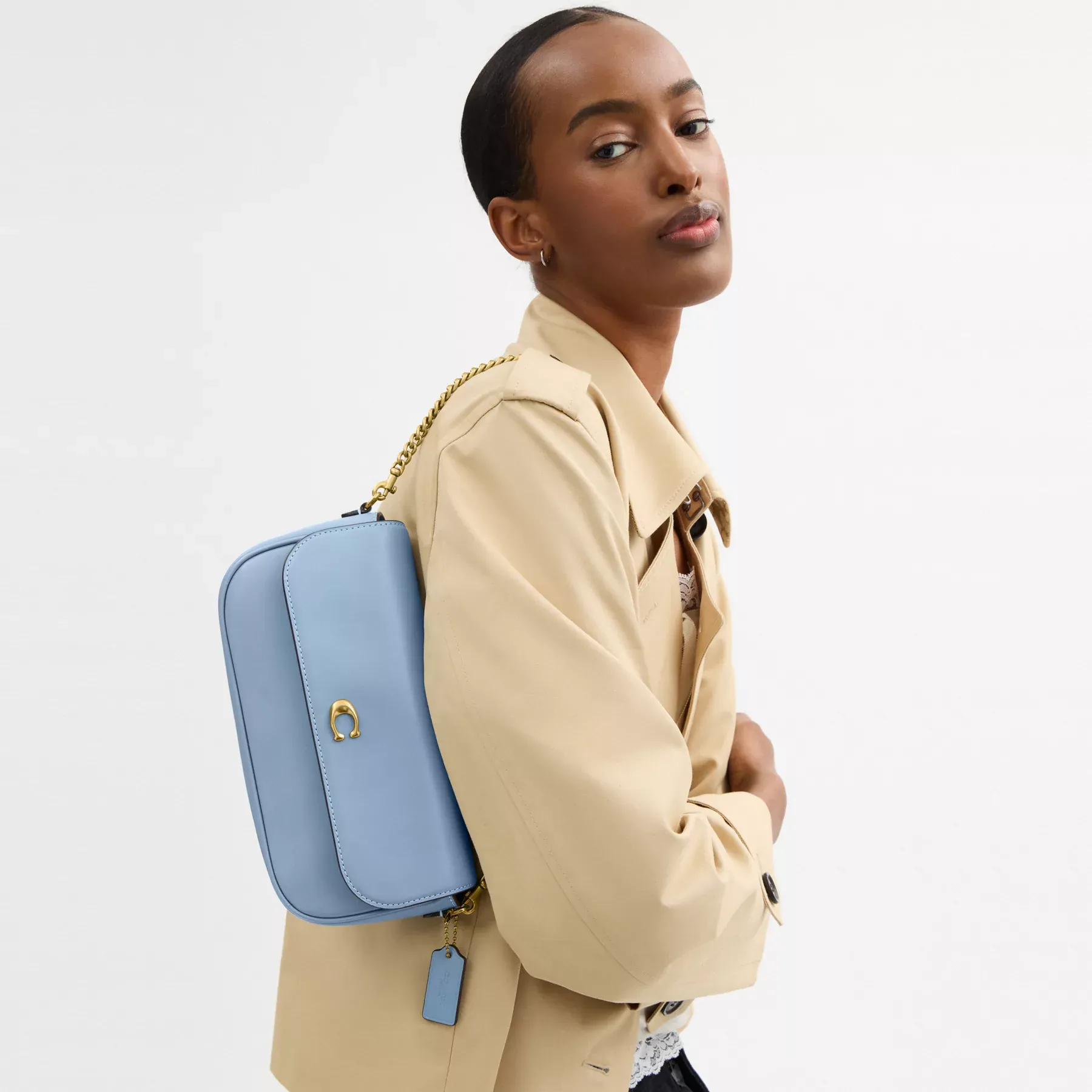 COACH Brook Flap Chain Bag Blåklocka COACH Brook Flap Chain Bag Blåklocka