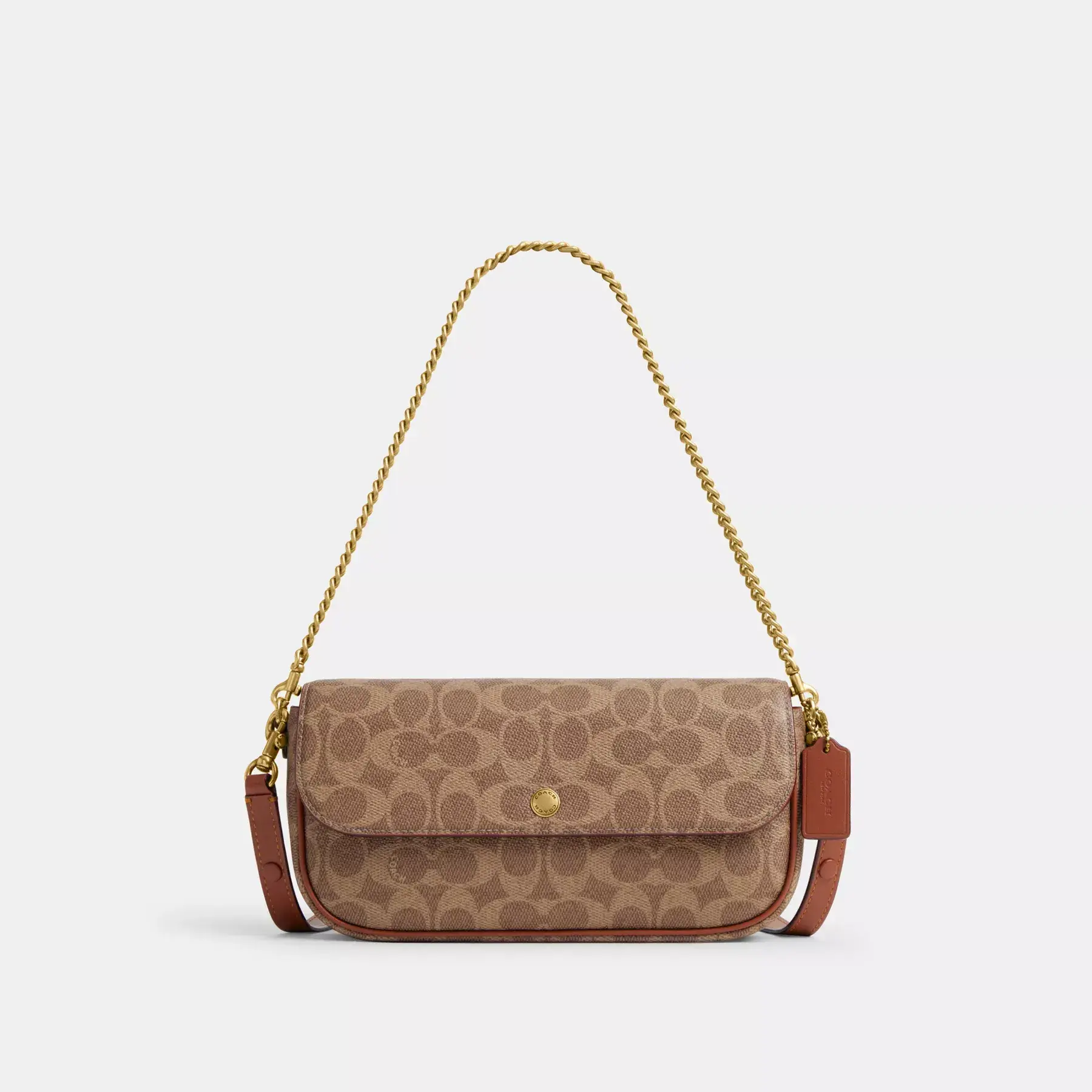COACH Brook Flap Chain Bag I Signature Canvas Tan Caramel