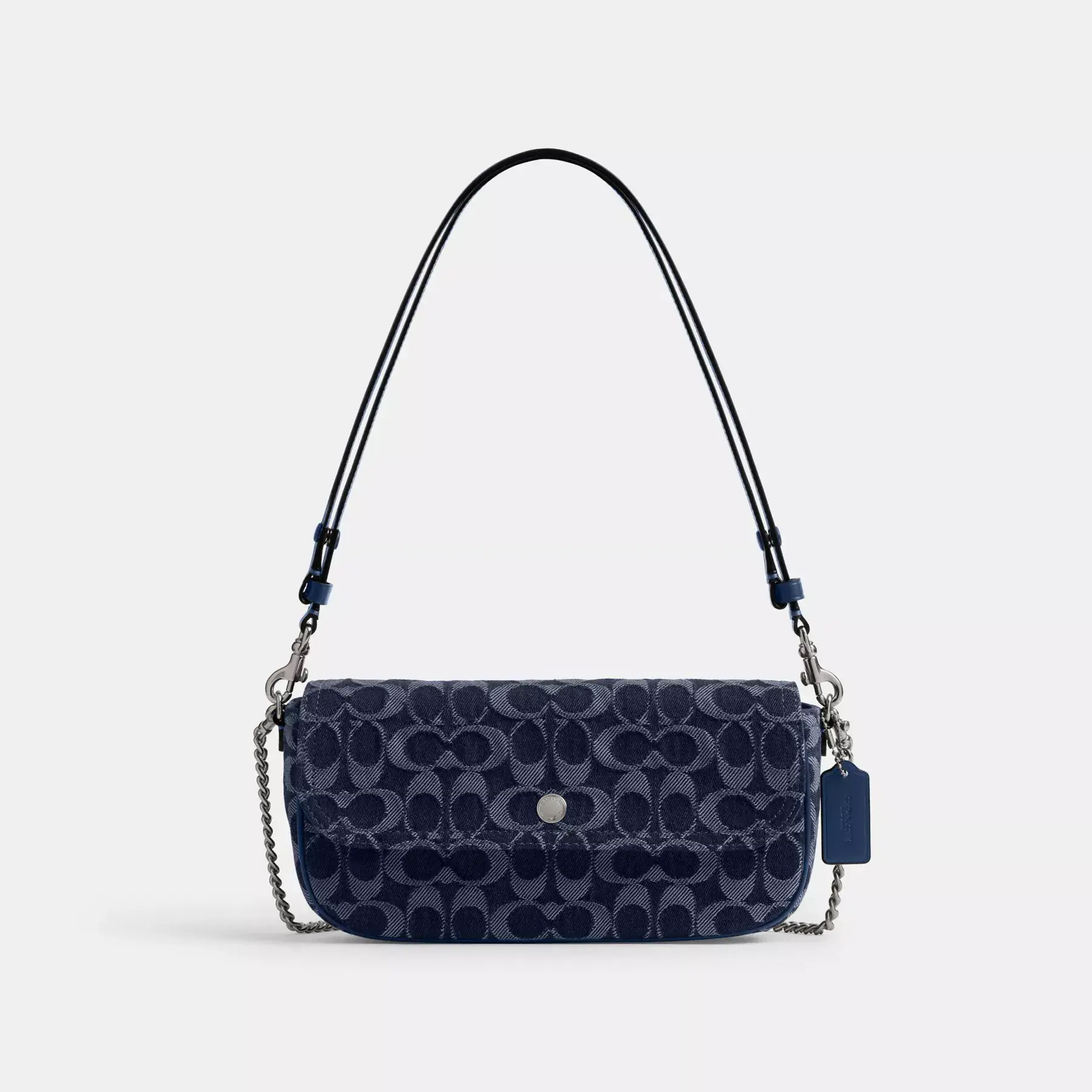 COACH Brook Flap Chain Bag I Signature Denim Deep Blue Multi