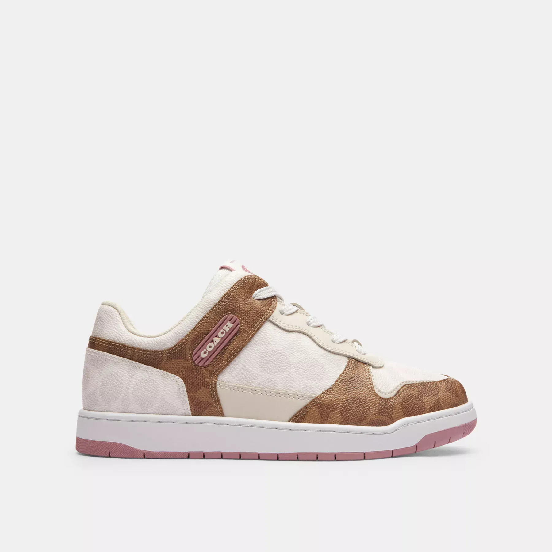 COACH C201 Low Top Sneaker I Signature Canvas Tan/True Pink