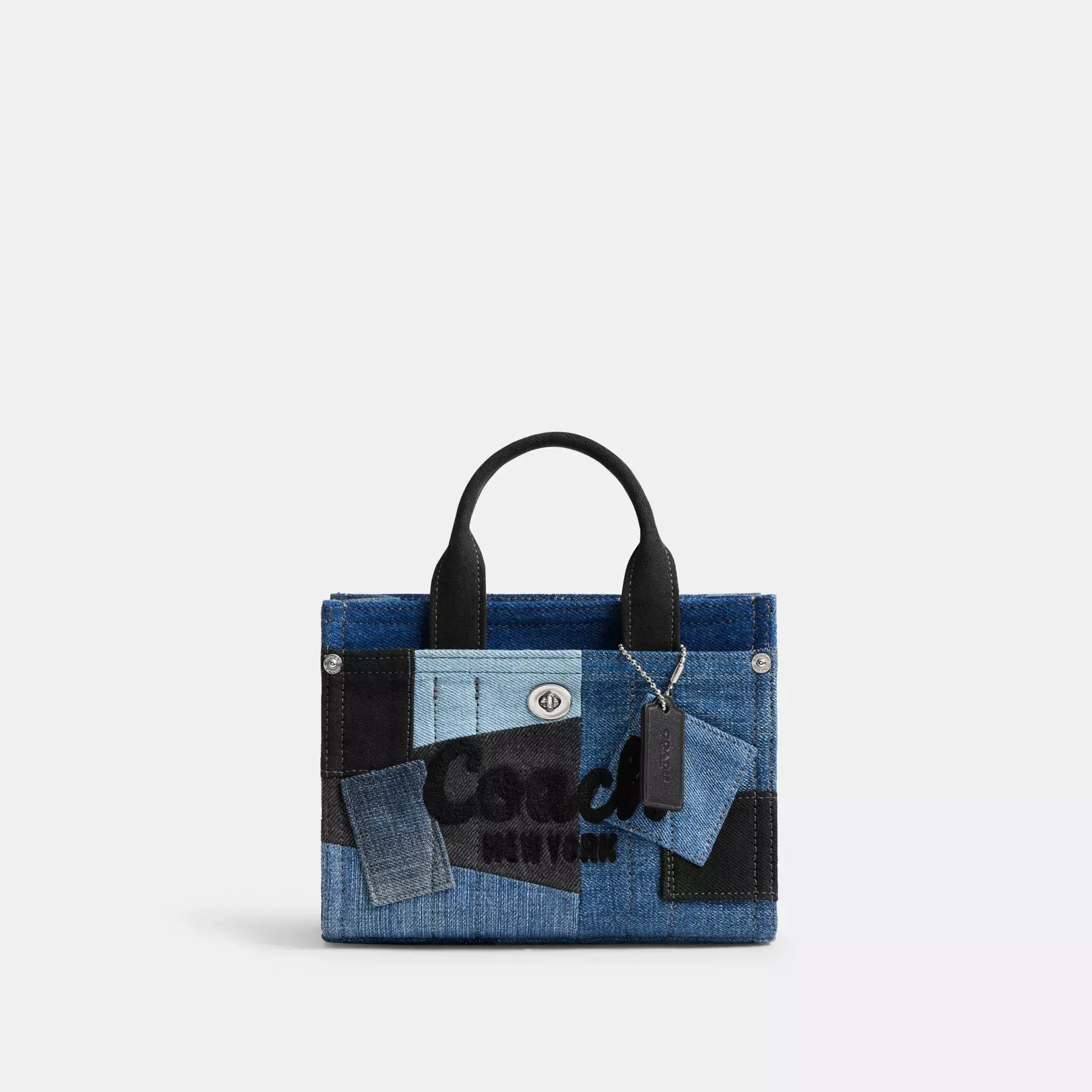 COACH Cargo Tote Bag 20 Med Patchwork Denim Multi