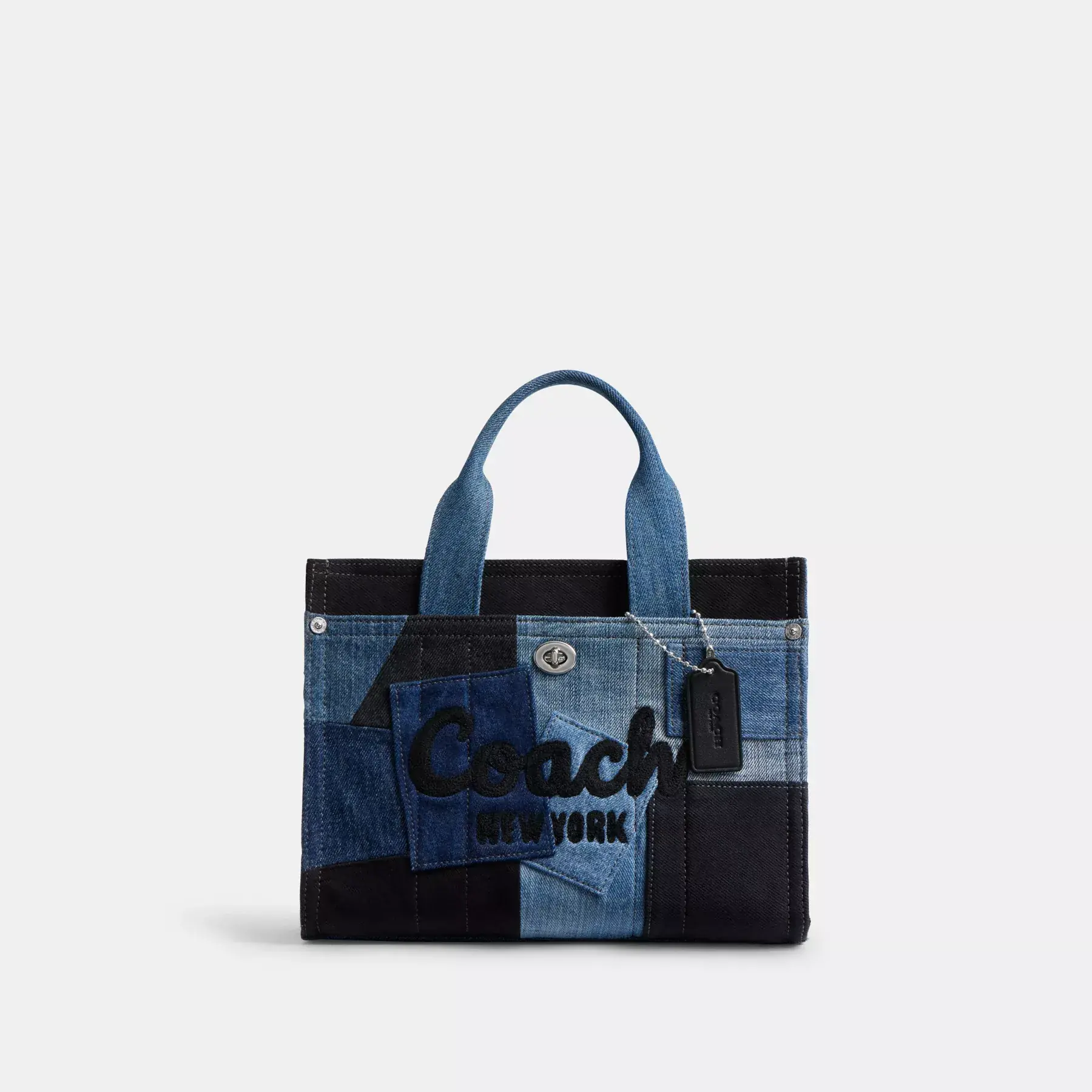 COACH Cargo Tote Bag 26 Med Patchwork Denim Multi