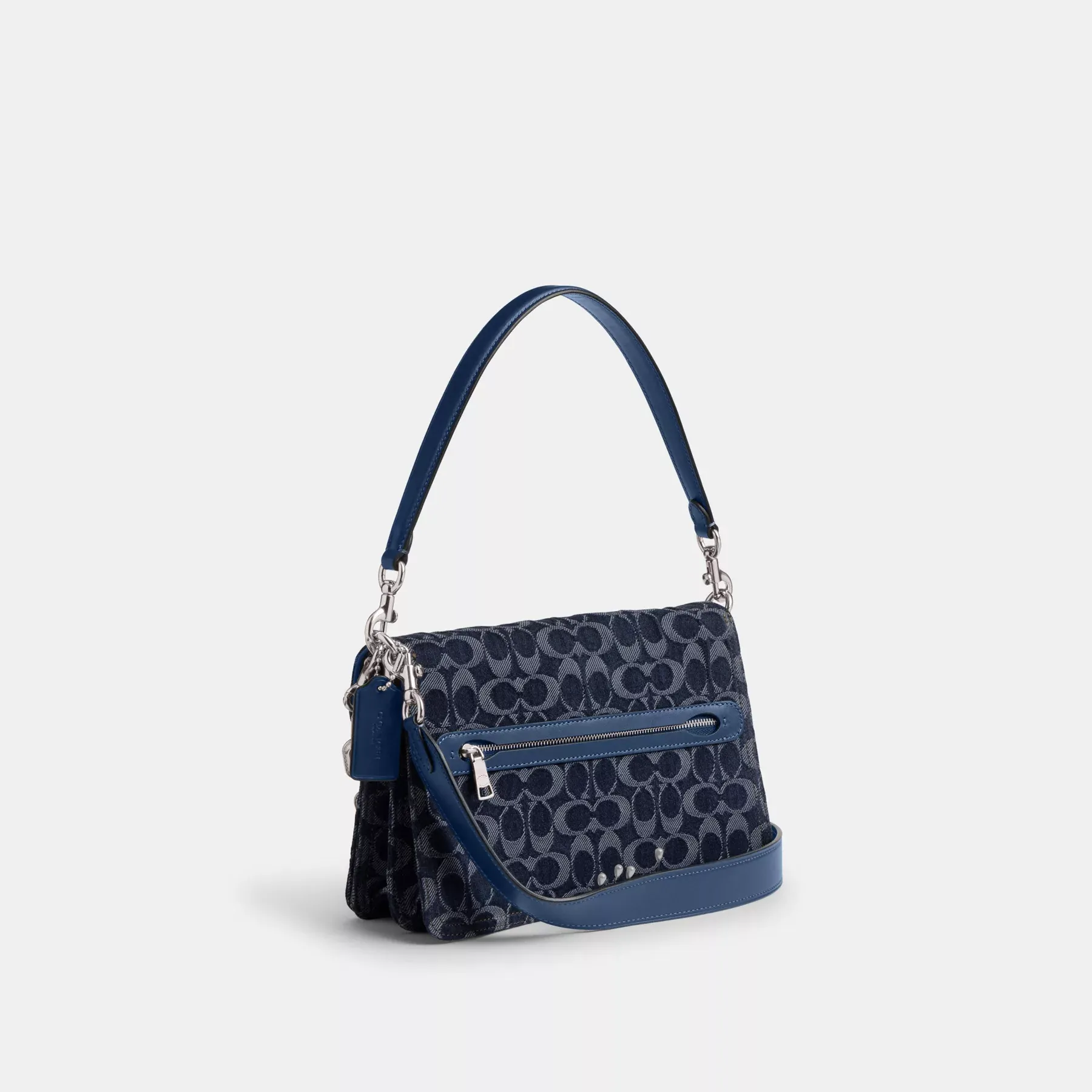COACH Chain Tabby Axelväska I Signature Denim Deep Blue Multi
