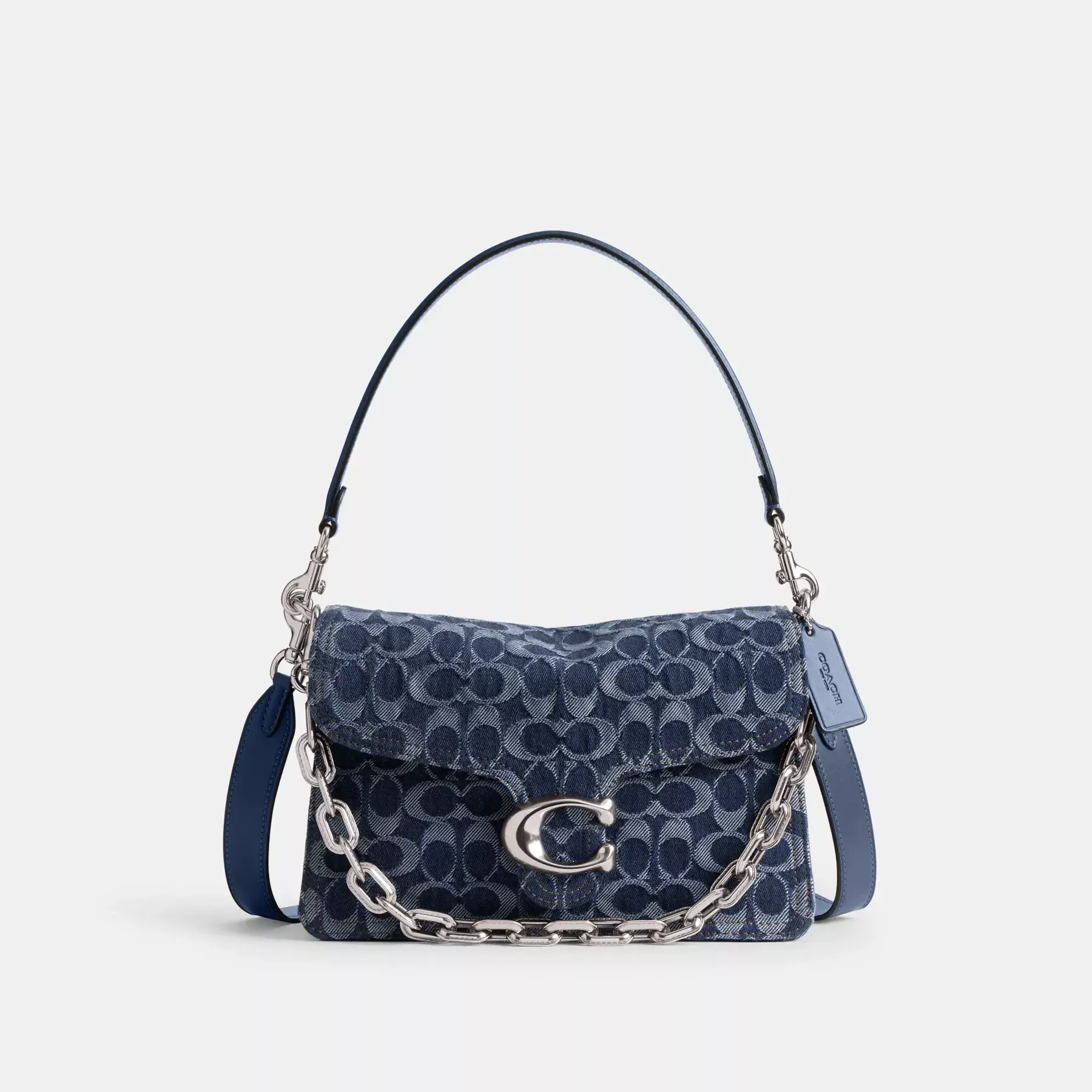 COACH Chain Tabby Axelväska I Signature Denim Deep Blue Multi