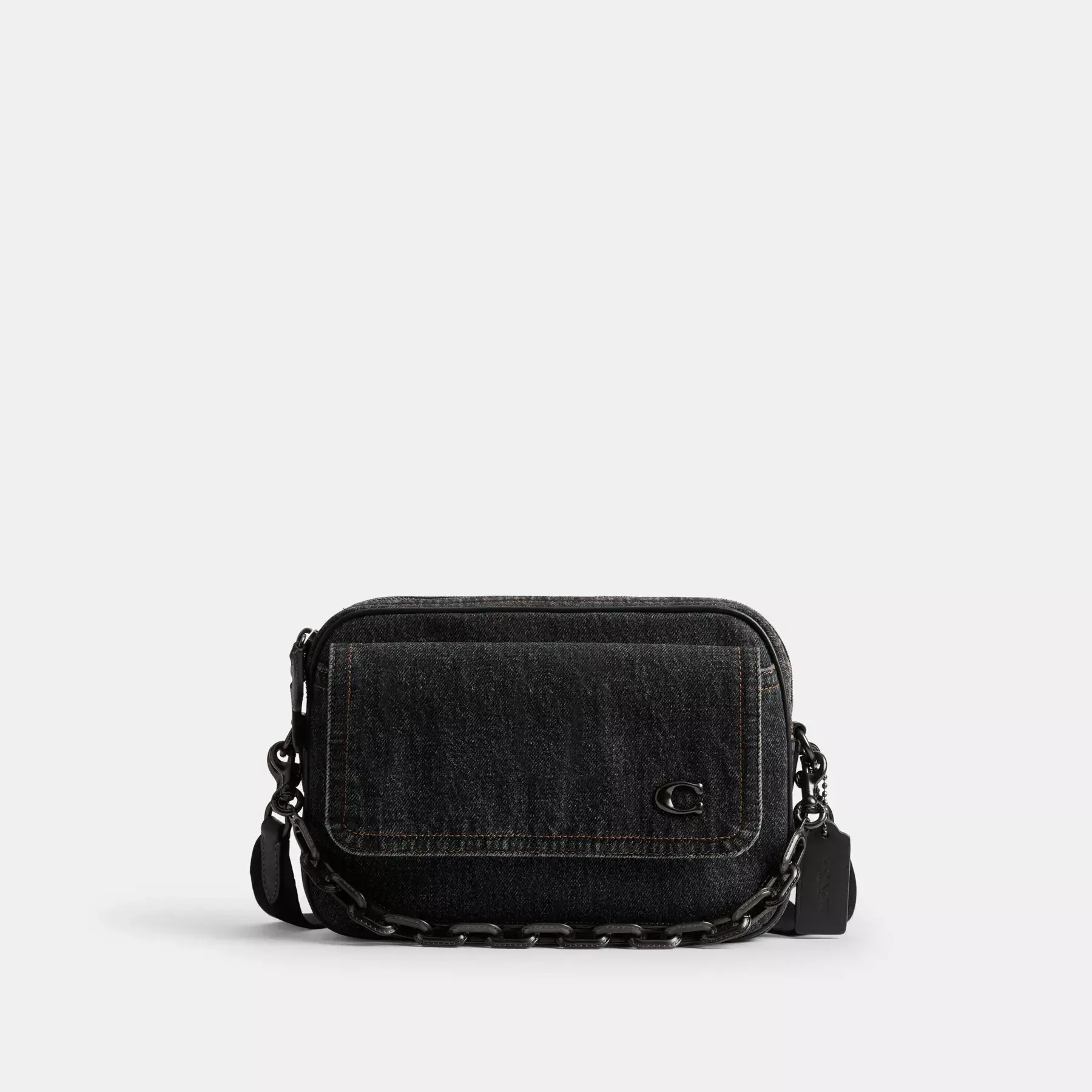 COACH Charter Flap Crossbody-väska 24 Tvättad svart