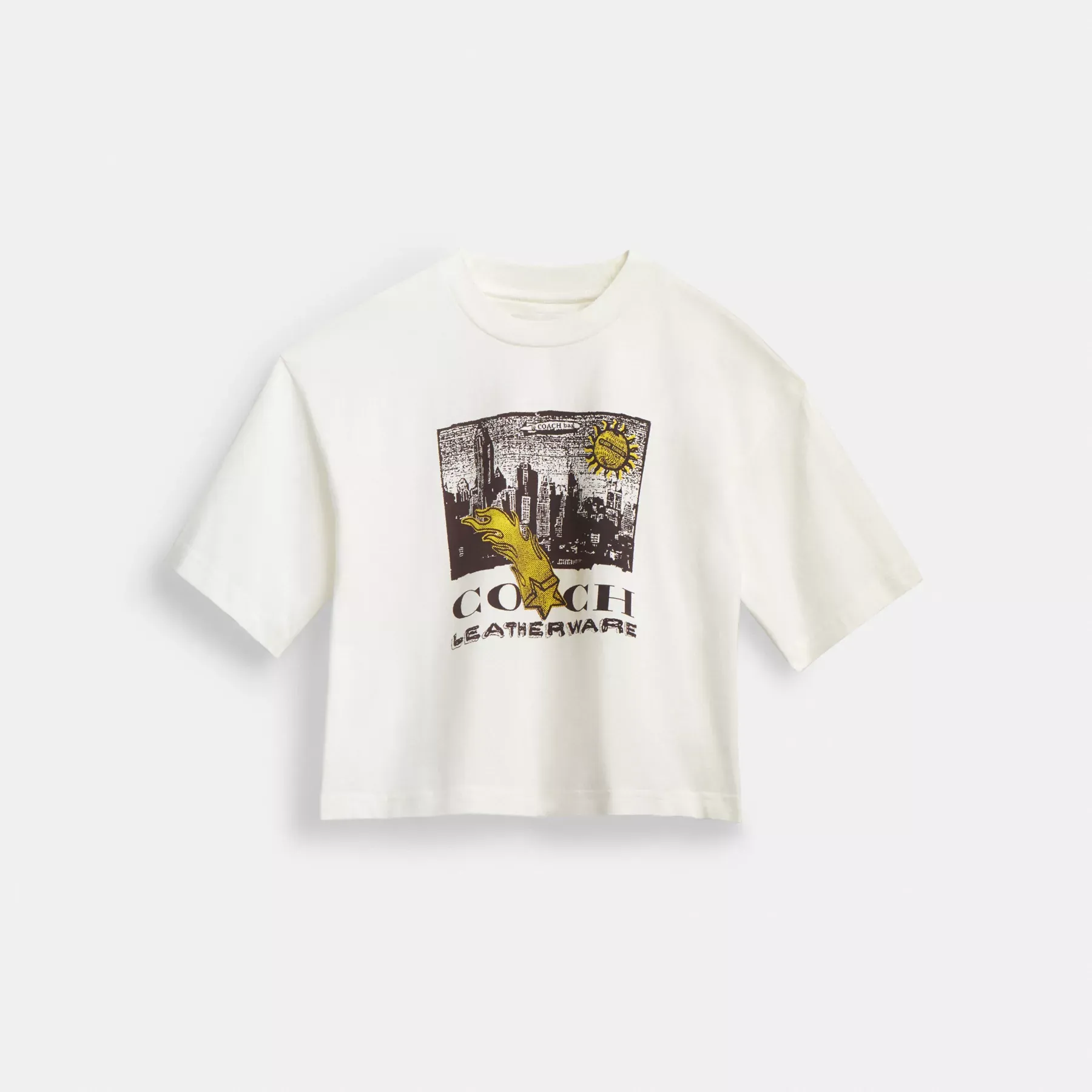 COACH Collage grafisk beskuren T-shirt i ekologisk bomull Vit