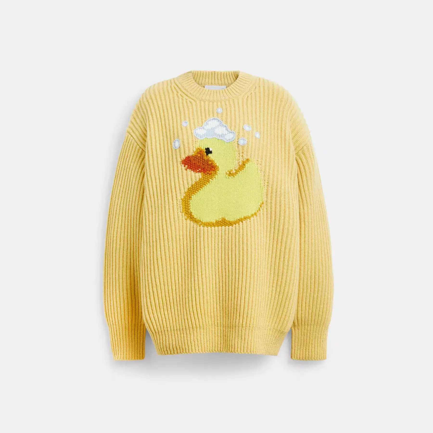 COACH Crewneck Duck Sweater I Återvunnen Ull Gul