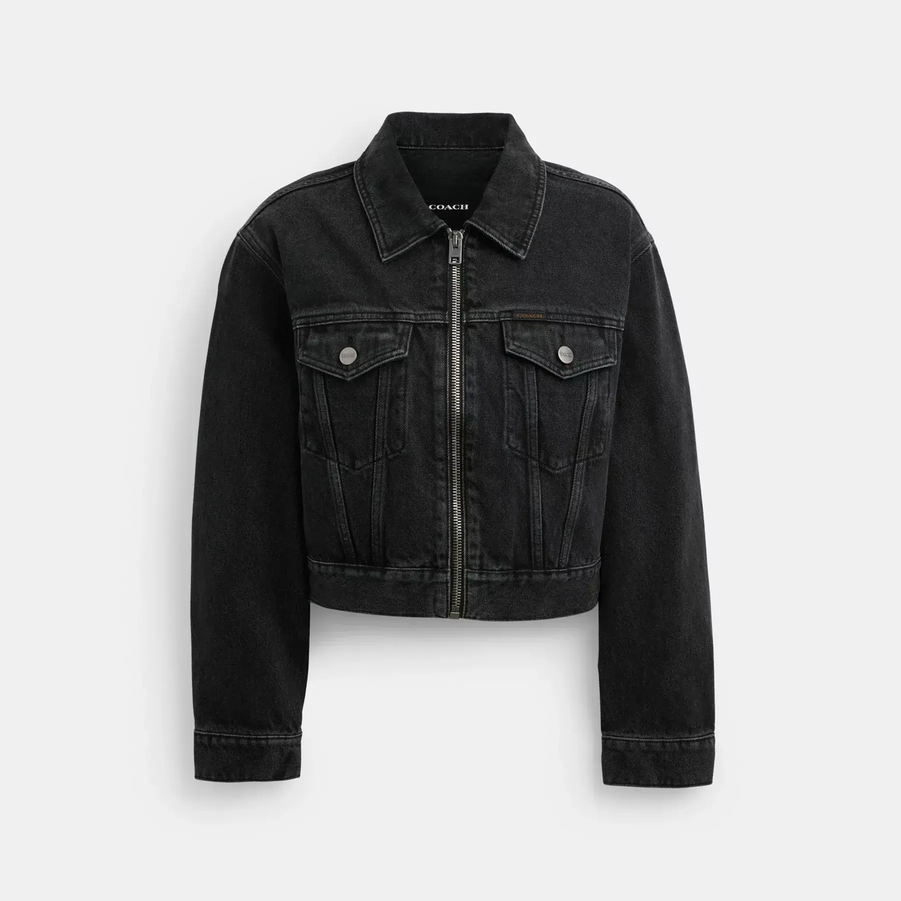 COACH Denim Crop Jacka I Ekologisk Bomull Svart