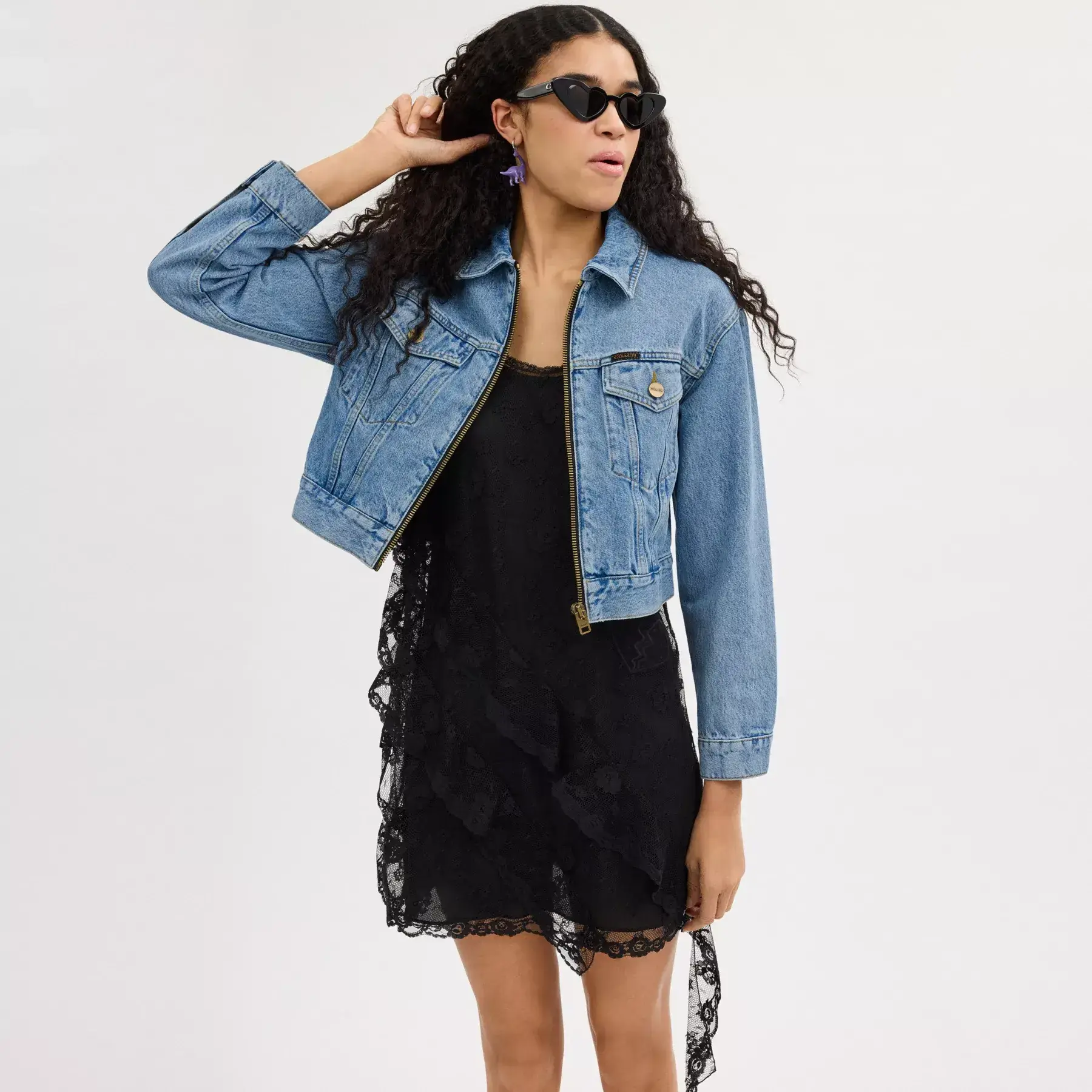 COACH Denim Crop Jacka I Ekologisk Bomull Blå