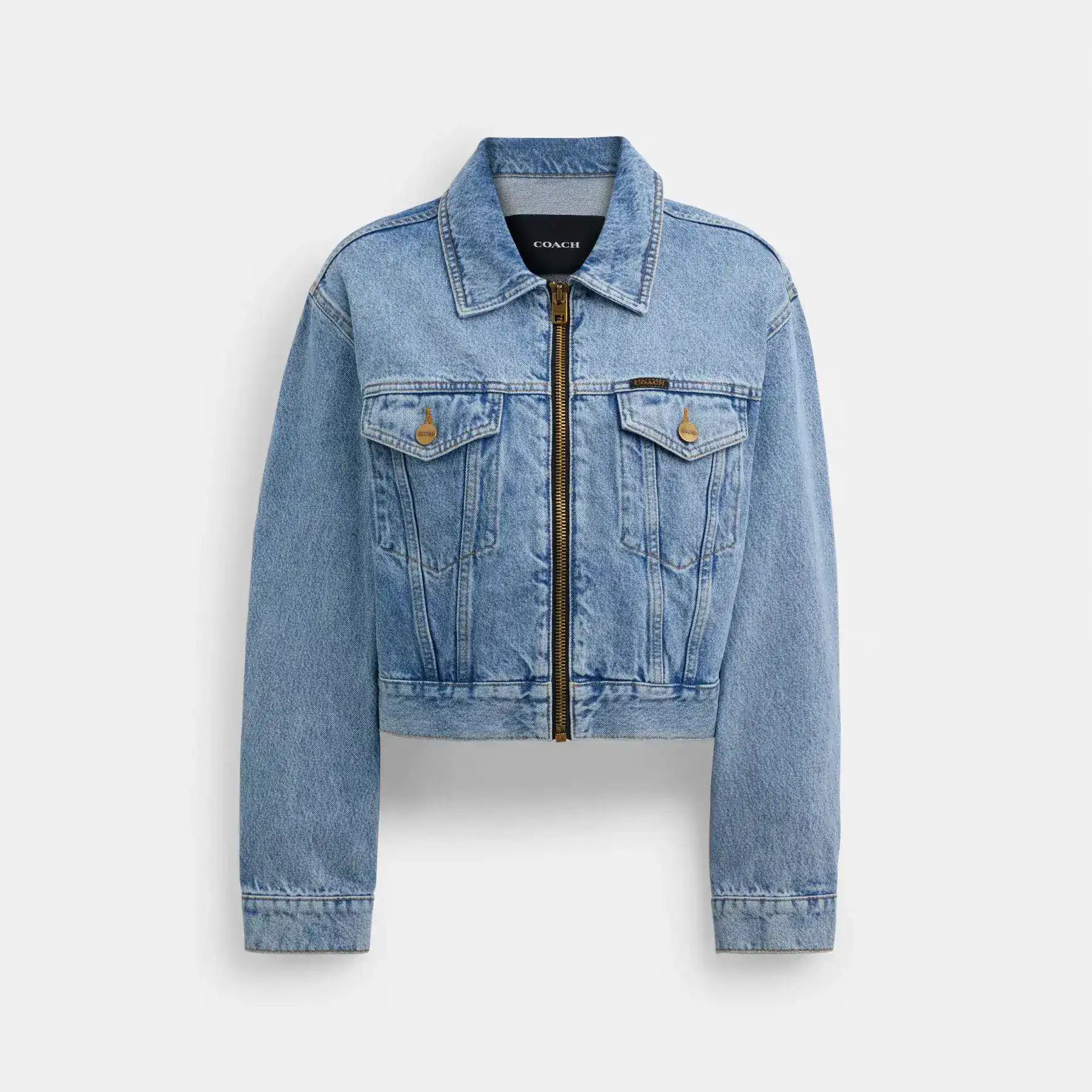 COACH Denim Crop Jacka I Ekologisk Bomull Blå