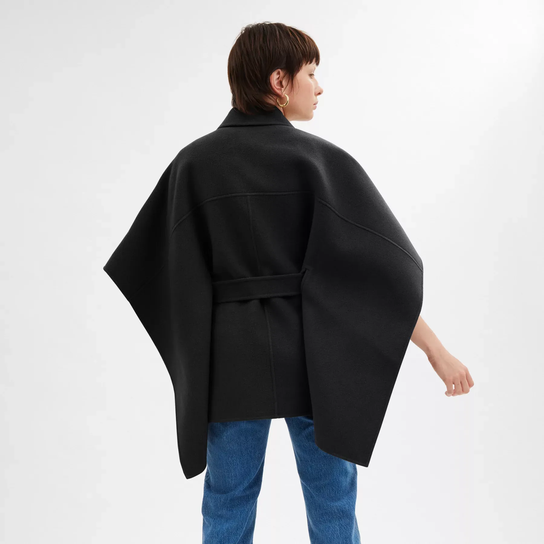 COACH Double Face Wool Cape Svart COACH Double Face Wool Cape Svart