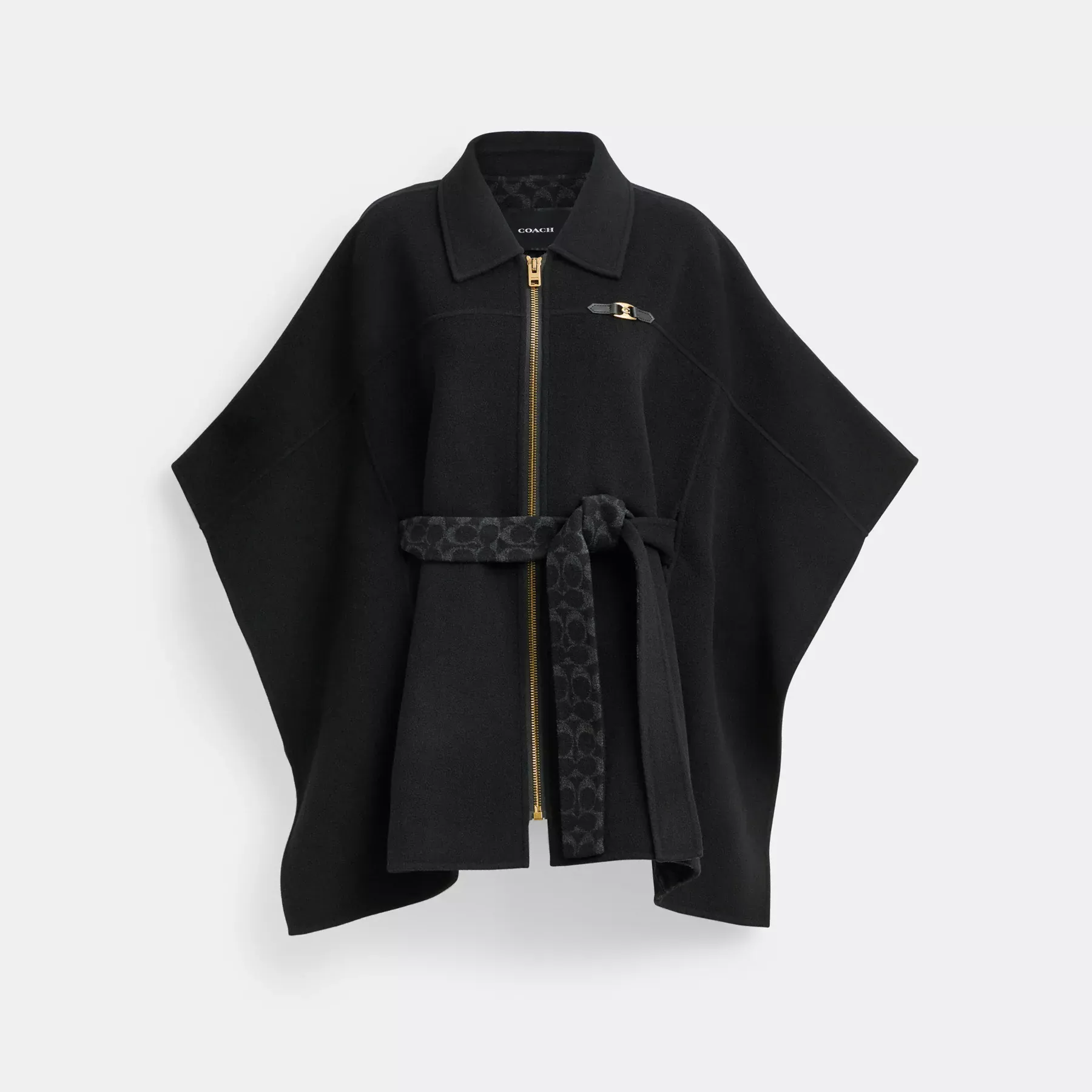 COACH Double Face Wool Cape Svart