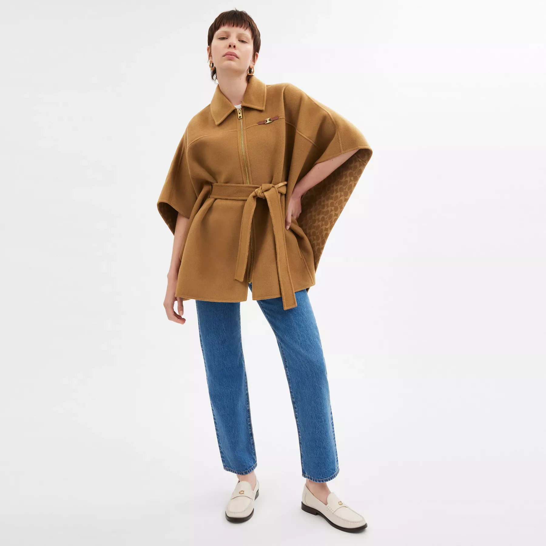 COACH Double Face Wool Cape Kamel COACH Double Face Wool Cape Kamel