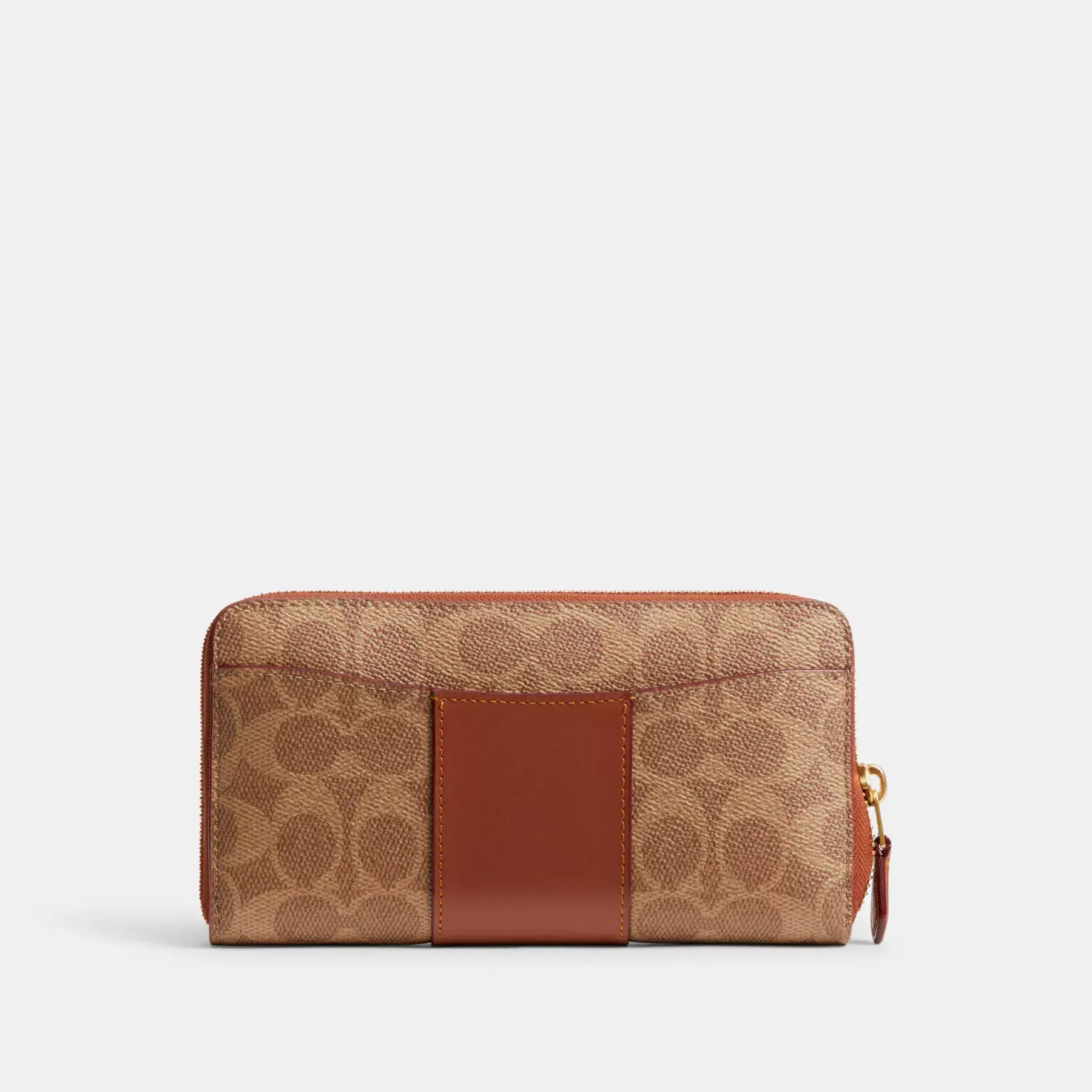 COACH Dragspelsplånbok med blixtlås i Colorblock Signature Canvas Tan Caramel