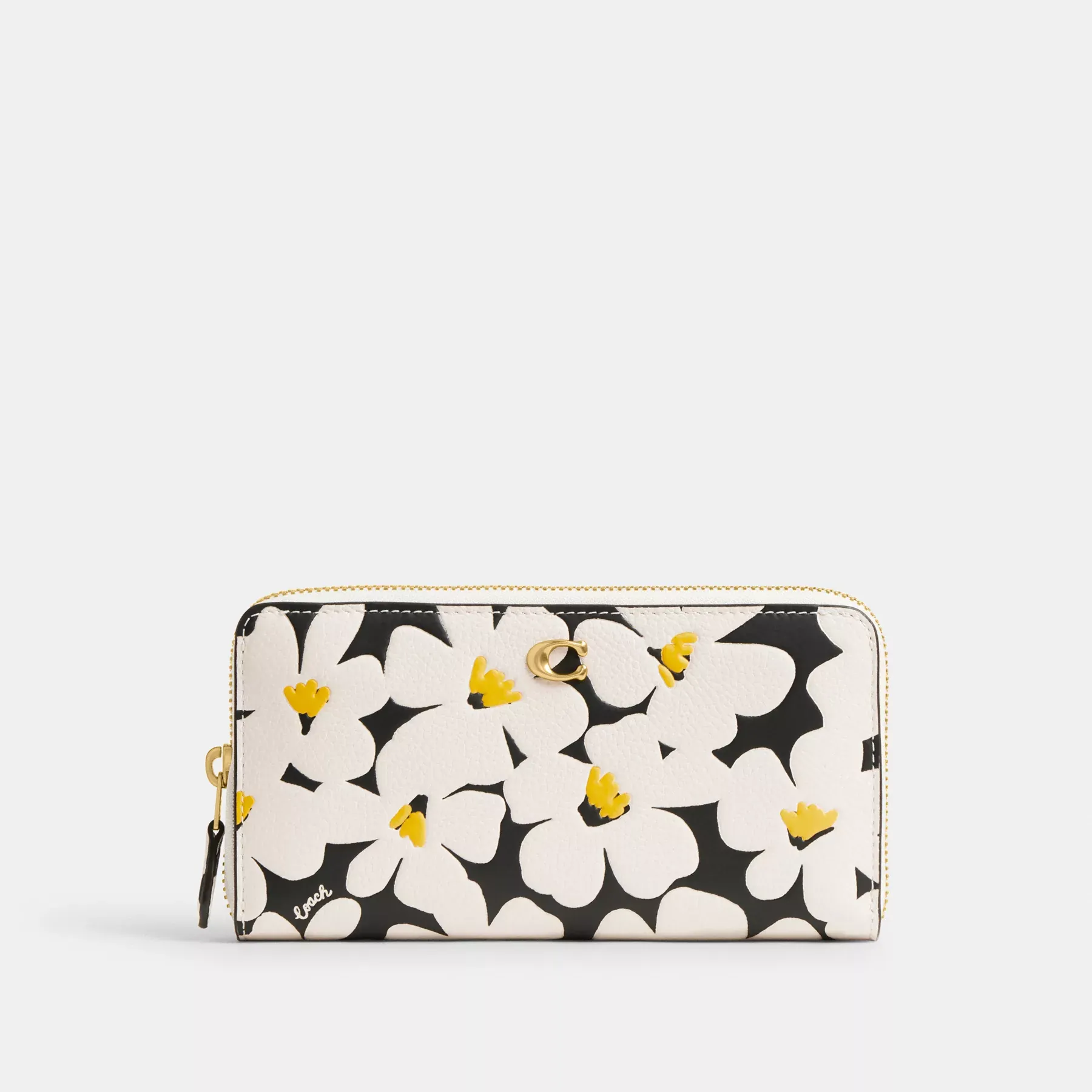 COACH Dragspelsplånbok med dragkedja med blommönster Chalk Multi