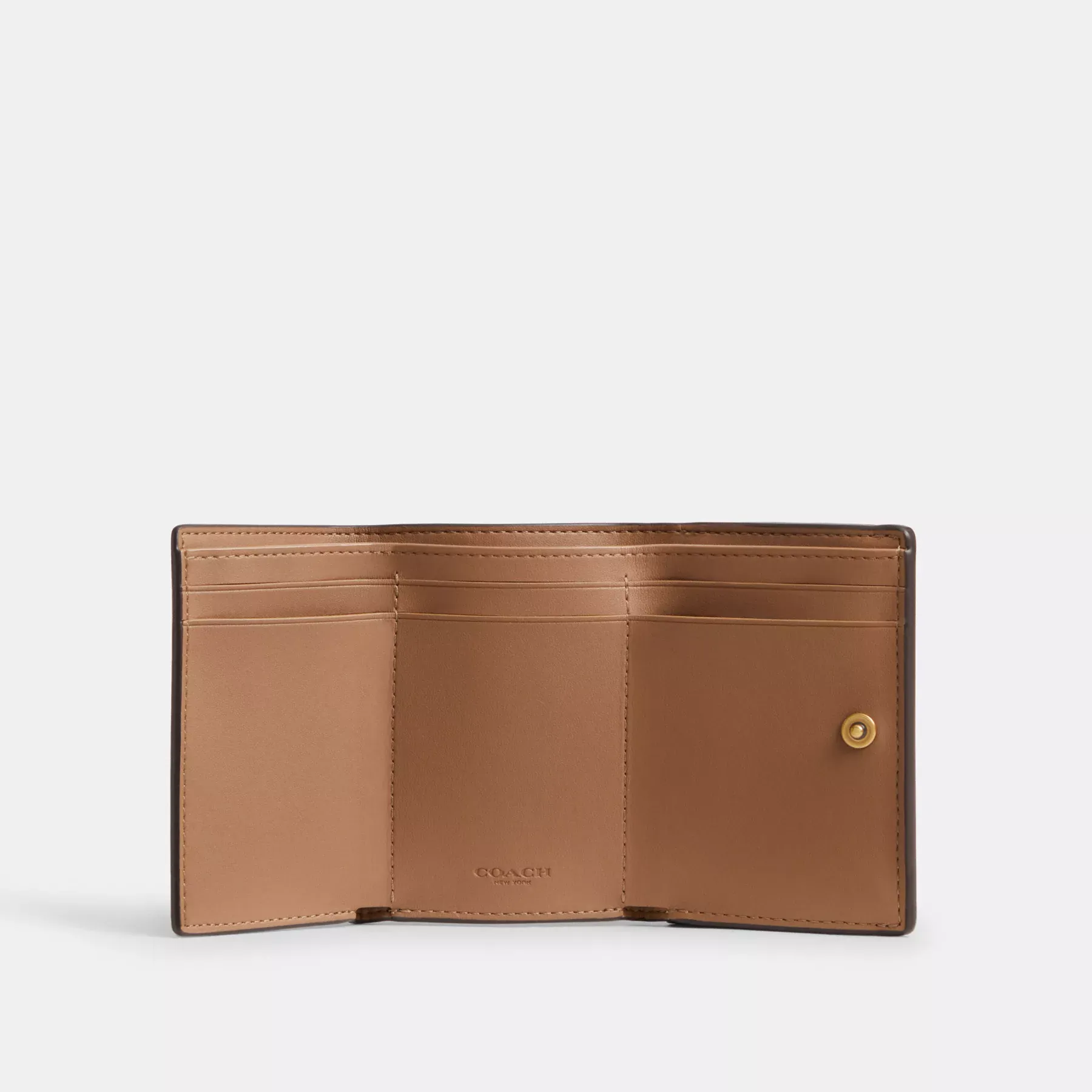 COACH Essential Mini Trifold-plånbok med häst- och vagnstryck Svart Brun