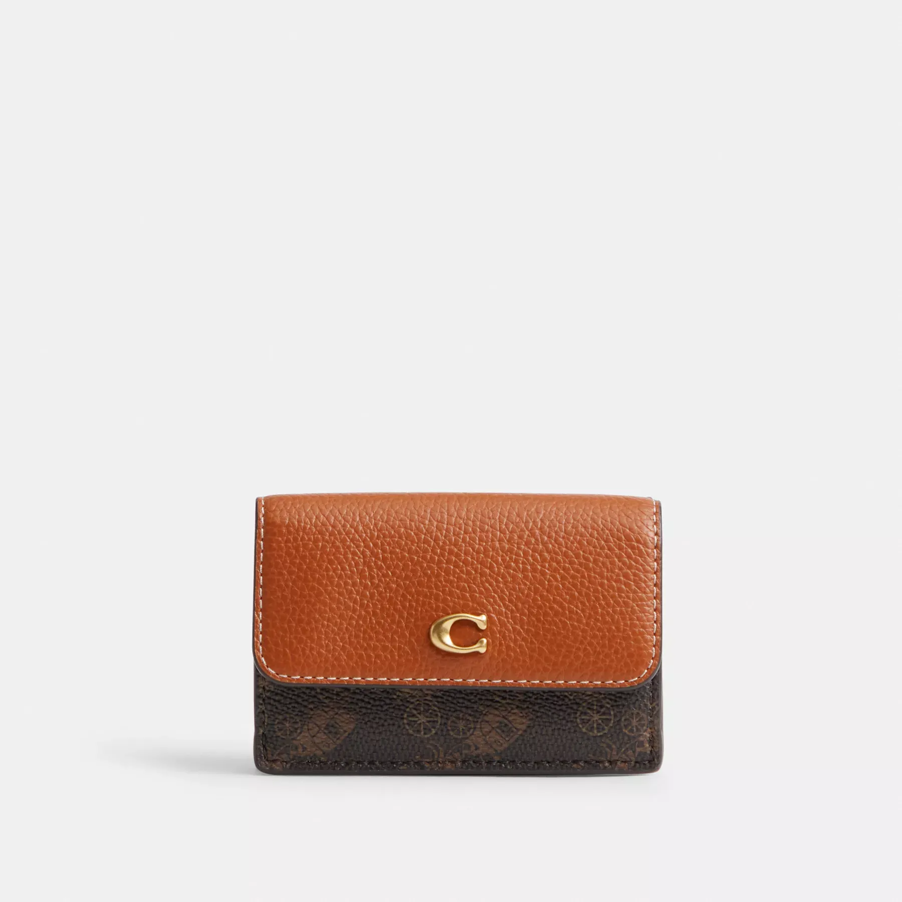 COACH Essential Mini Trifold-plånbok med häst- och vagnstryck Svart Brun