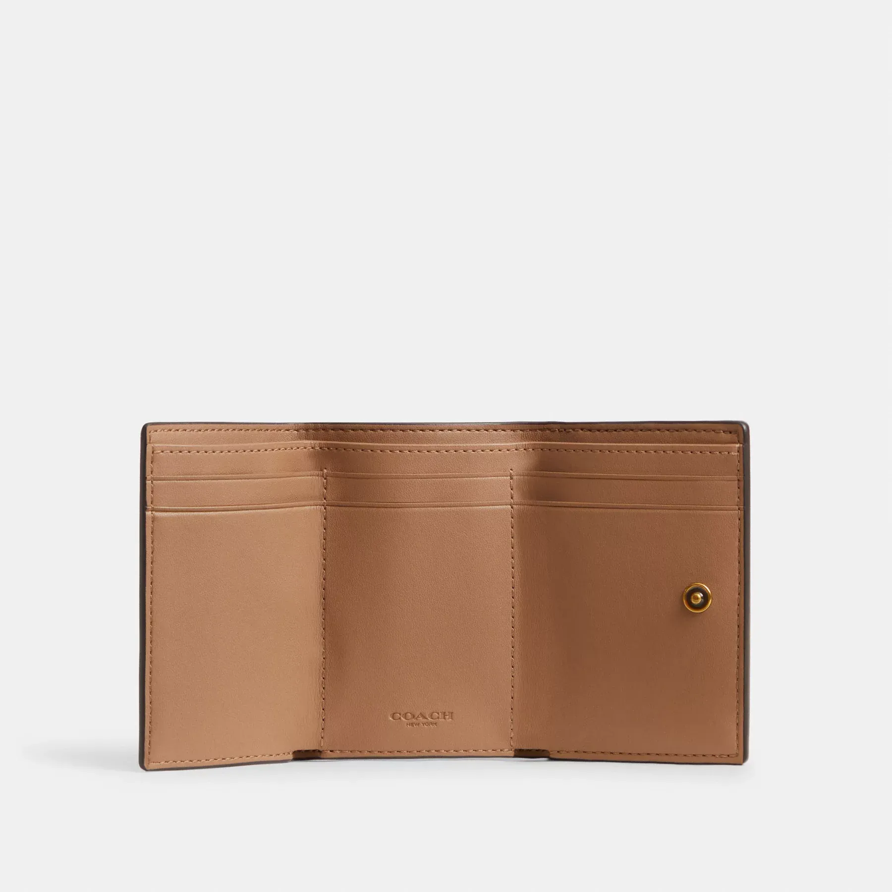 COACH Essential Mini Trifold-plånbok med häst- och vagnstryck Krita Taupe