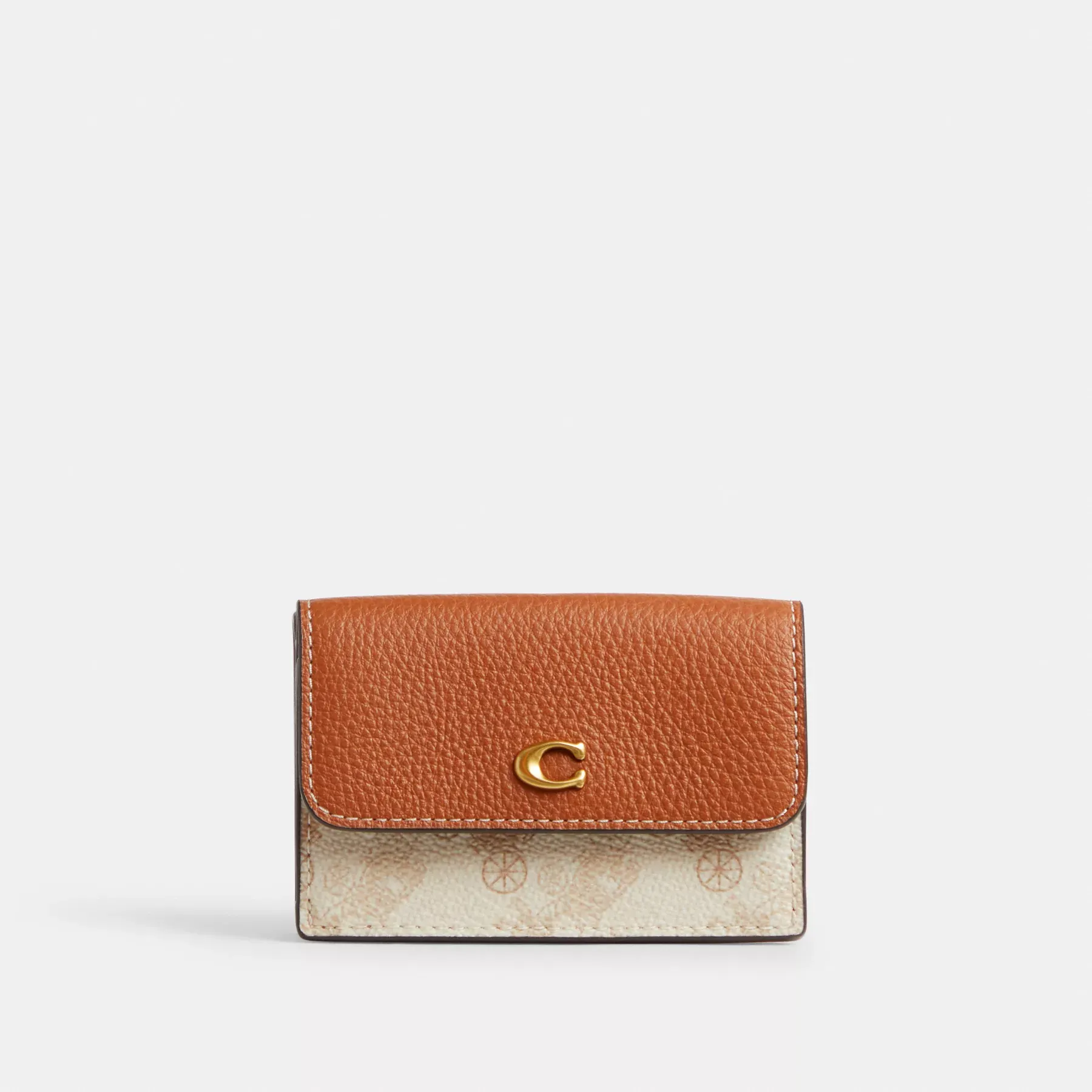COACH Essential Mini Trifold-plånbok med häst- och vagnstryck Krita Taupe