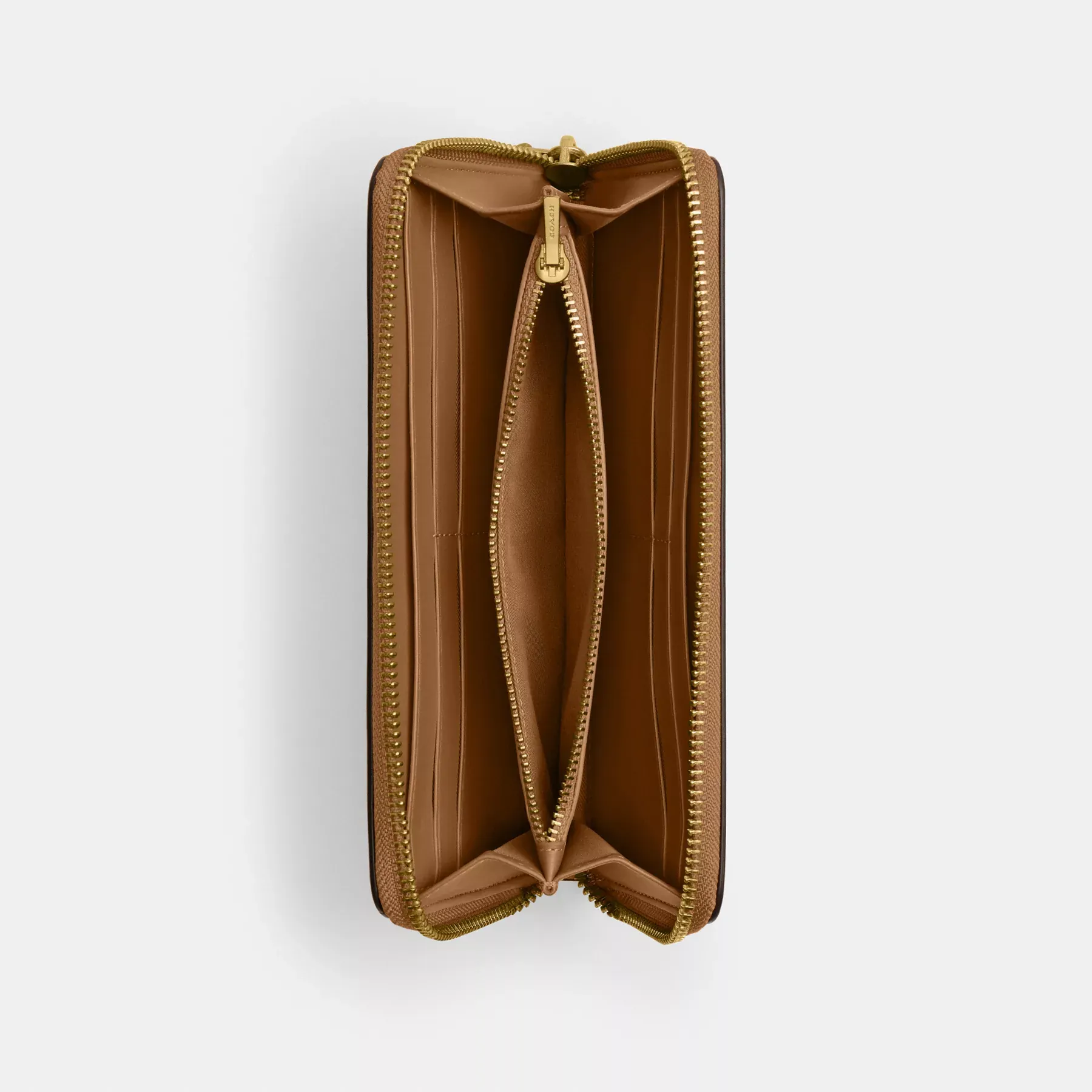 COACH Essential Slim Dragspel Zip Plånbok Honungsbrunt