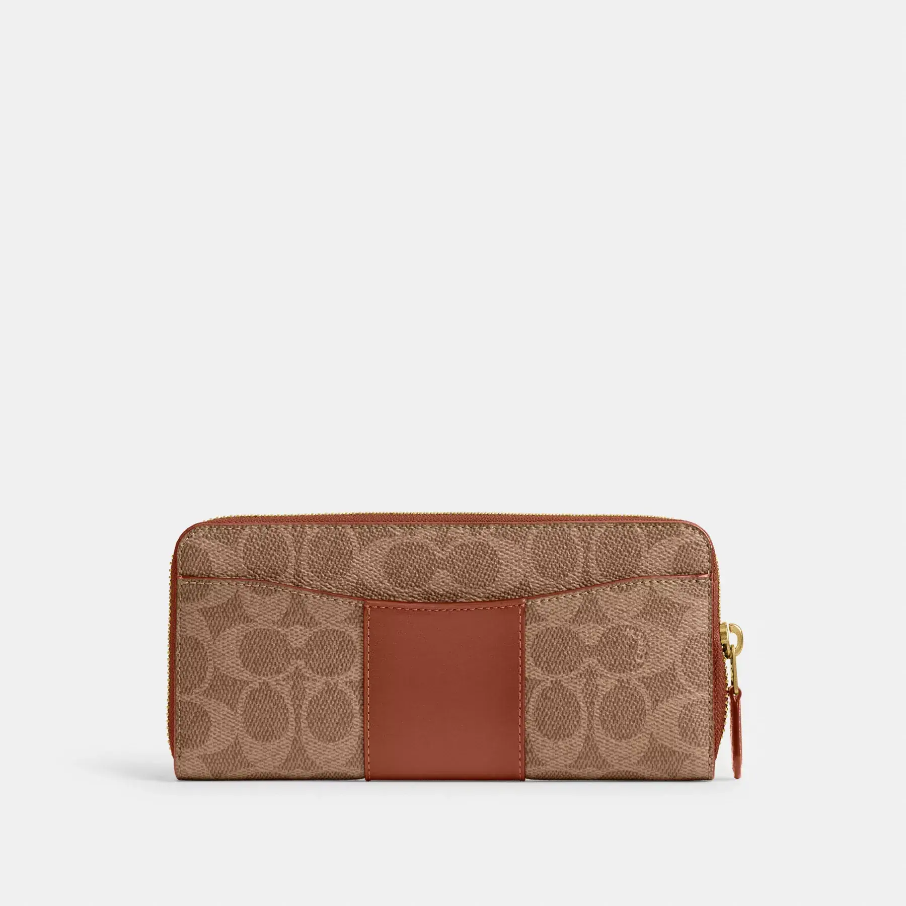 COACH Essential Slim Dragspel Zip Plånbok i signatur Canvas Tan Caramel