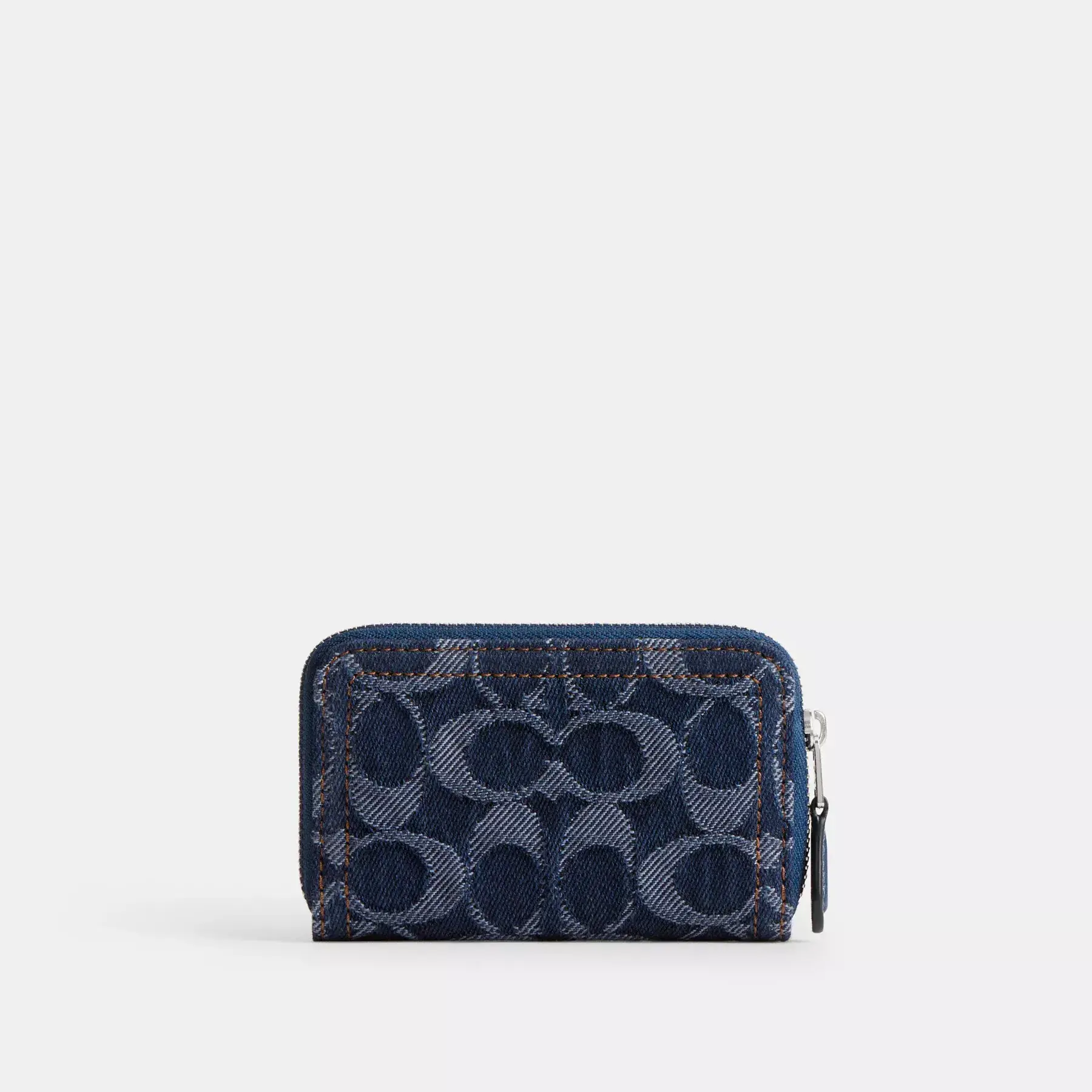 COACH Essentiell liten dragkedja runt kortfodral i signaturdenim Deep Blue Multi