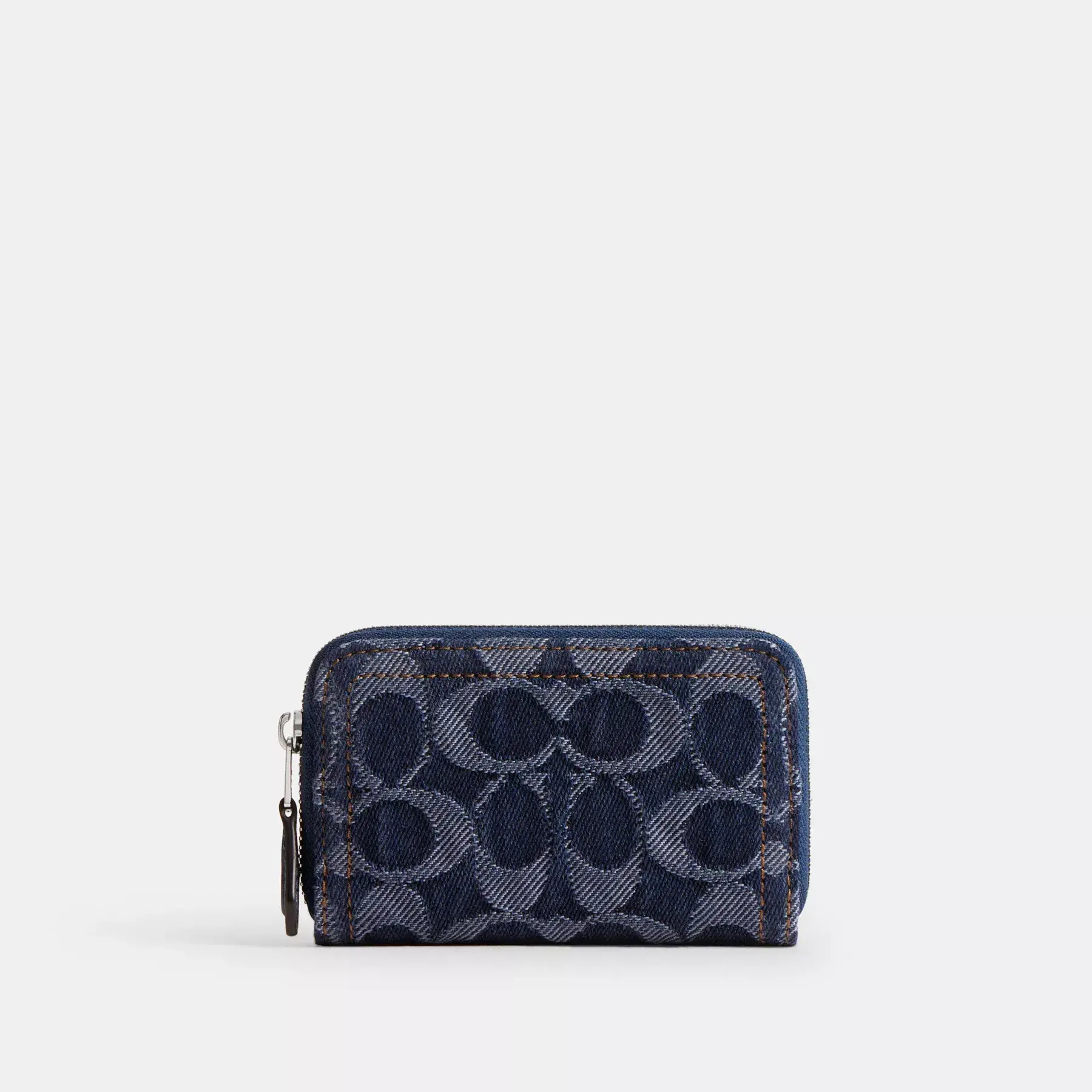 COACH Essentiell liten dragkedja runt kortfodral i signaturdenim Deep Blue Multi
