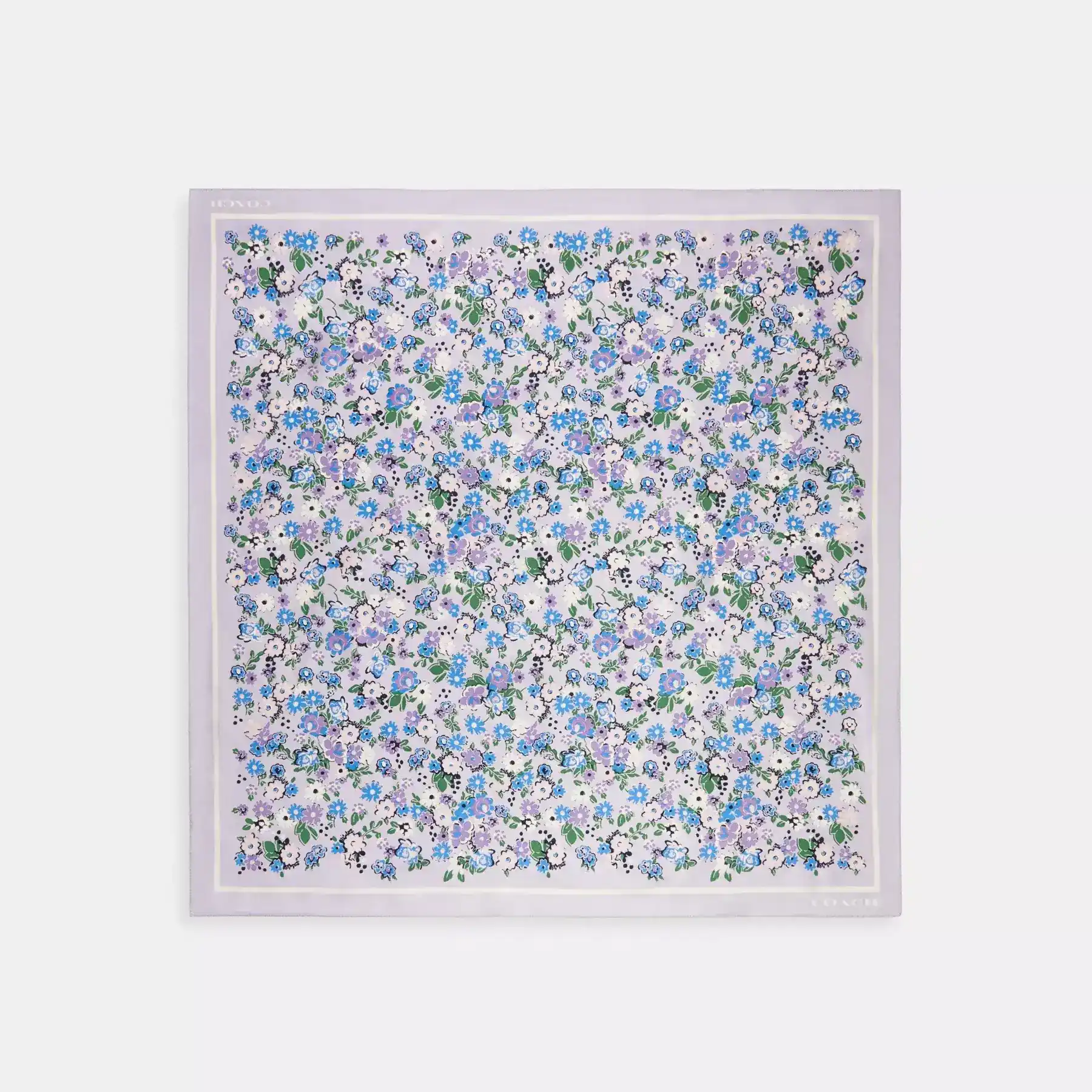 COACH Floral Print Siden Square Scarf Mjuk lila