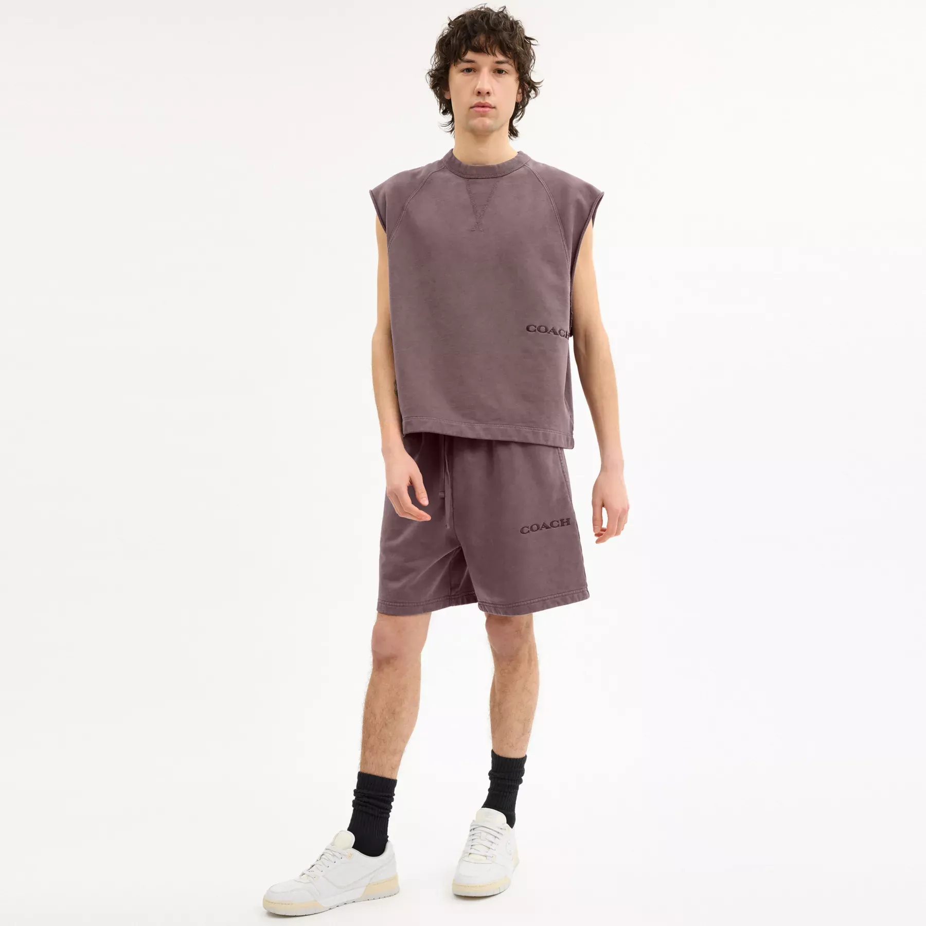 COACH Garment Dye Pull On Shorts Purpur