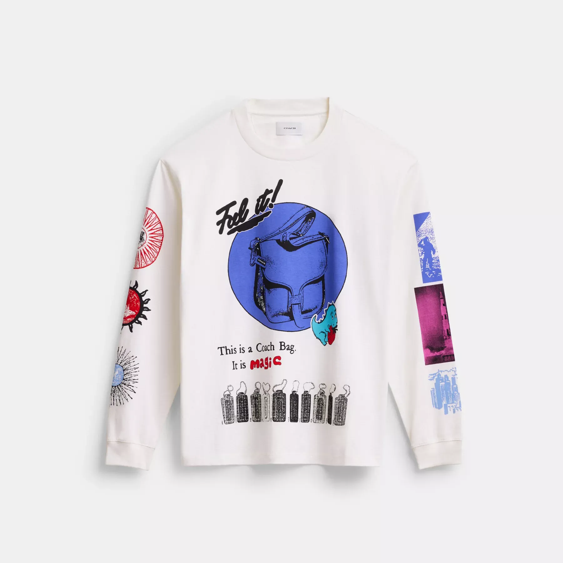 COACH Grafisk långärmad T-shirt Vit grädde