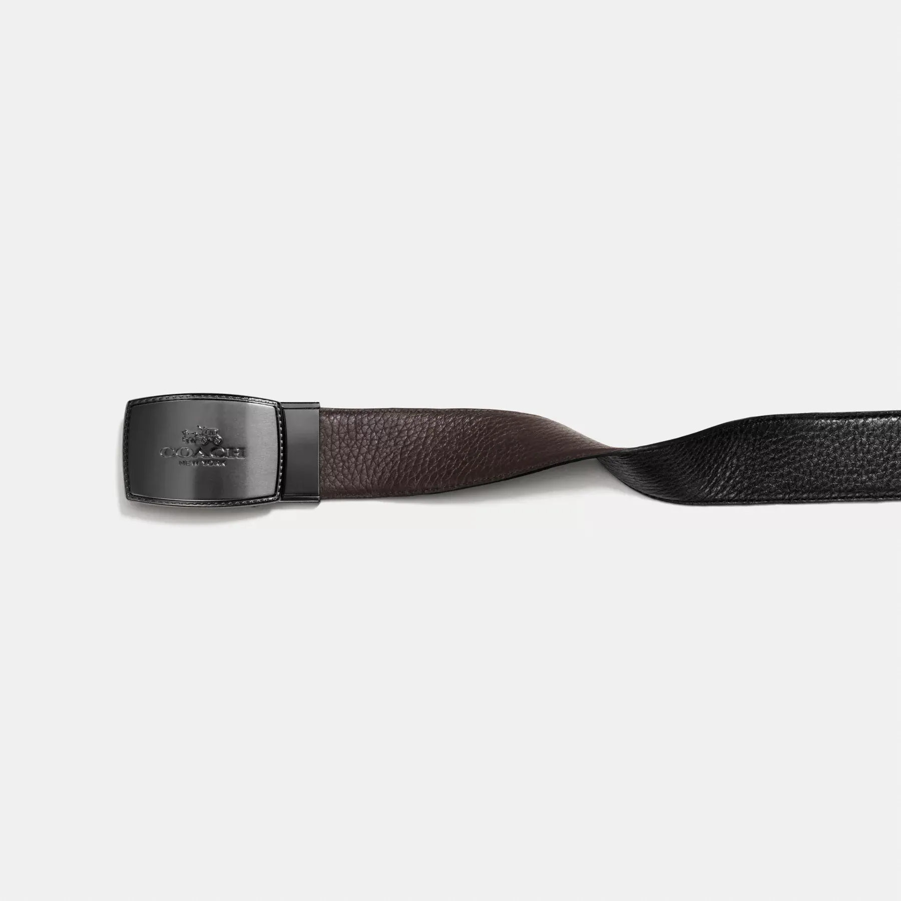 COACH Häftad plackspänne, vändbart bälte i storlek, 38 mm Svart/Mahogny