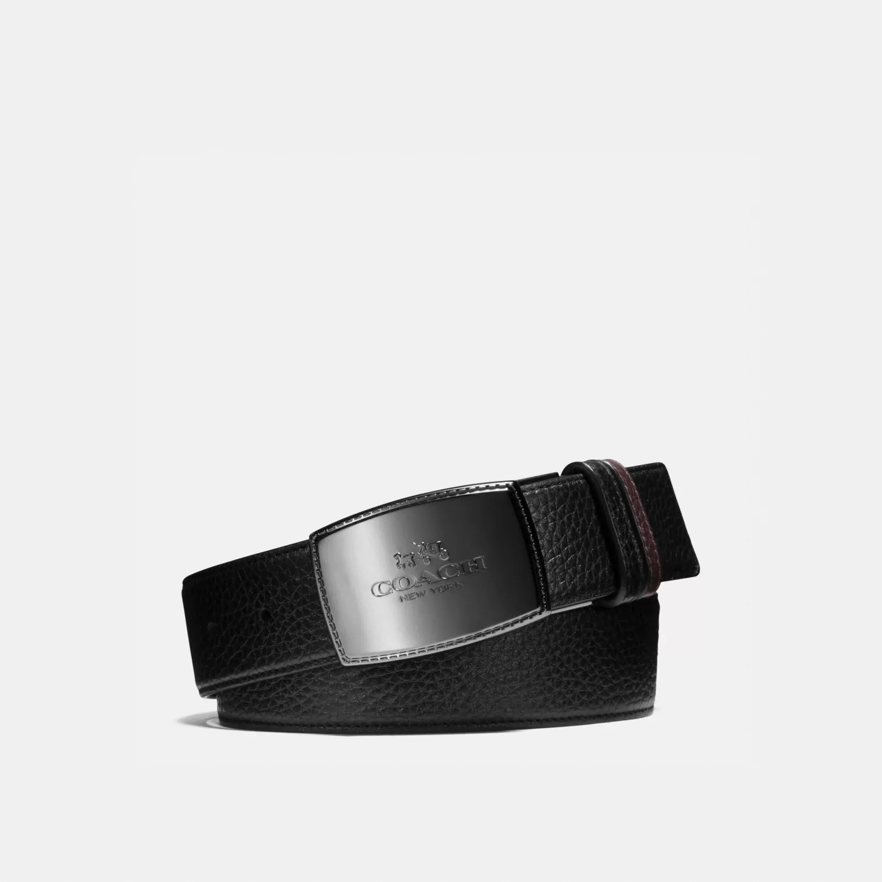 COACH Häftad plackspänne, vändbart bälte i storlek, 38 mm Svart/Mahogny