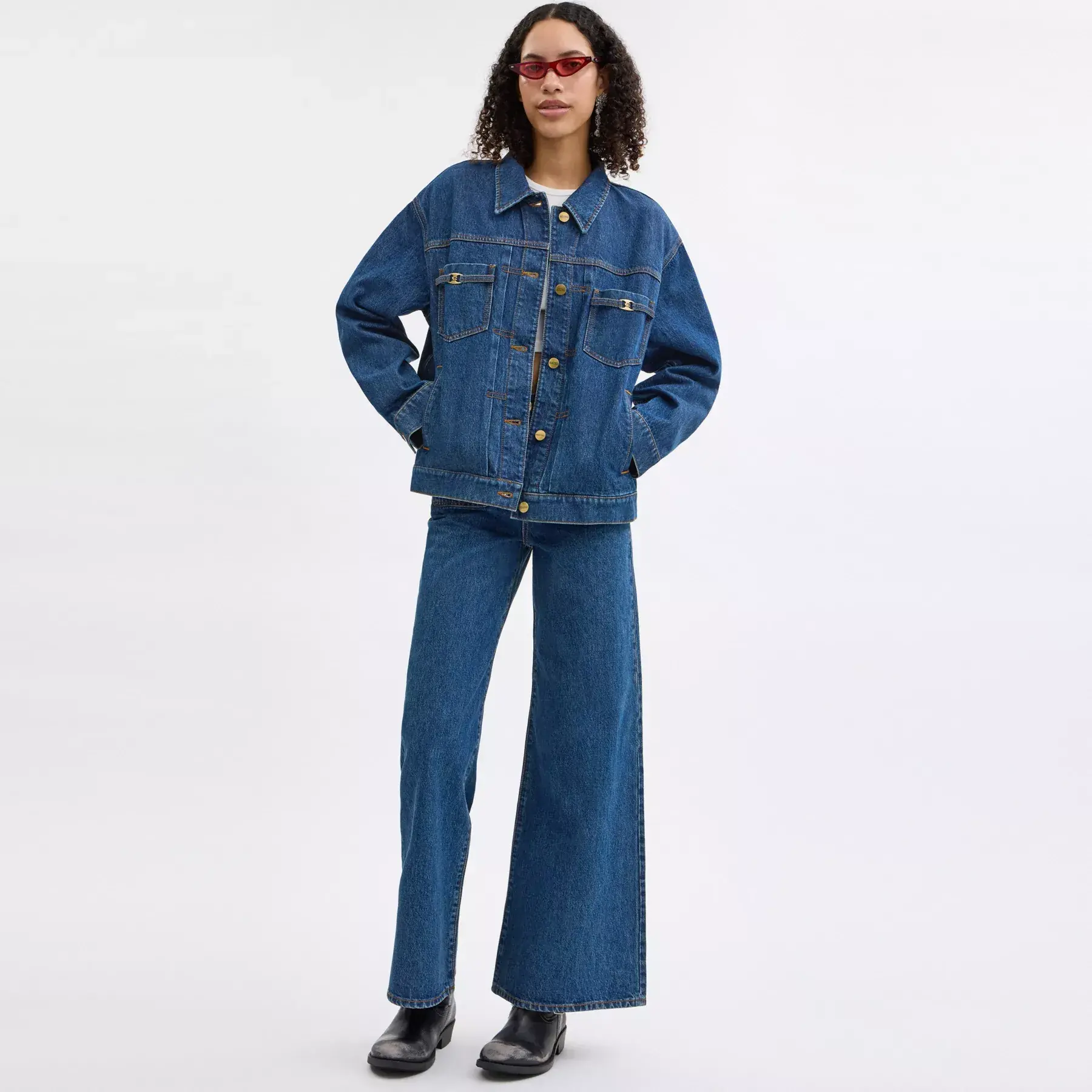 COACH Heritage C Denim Trucker Jacka Mörkblå