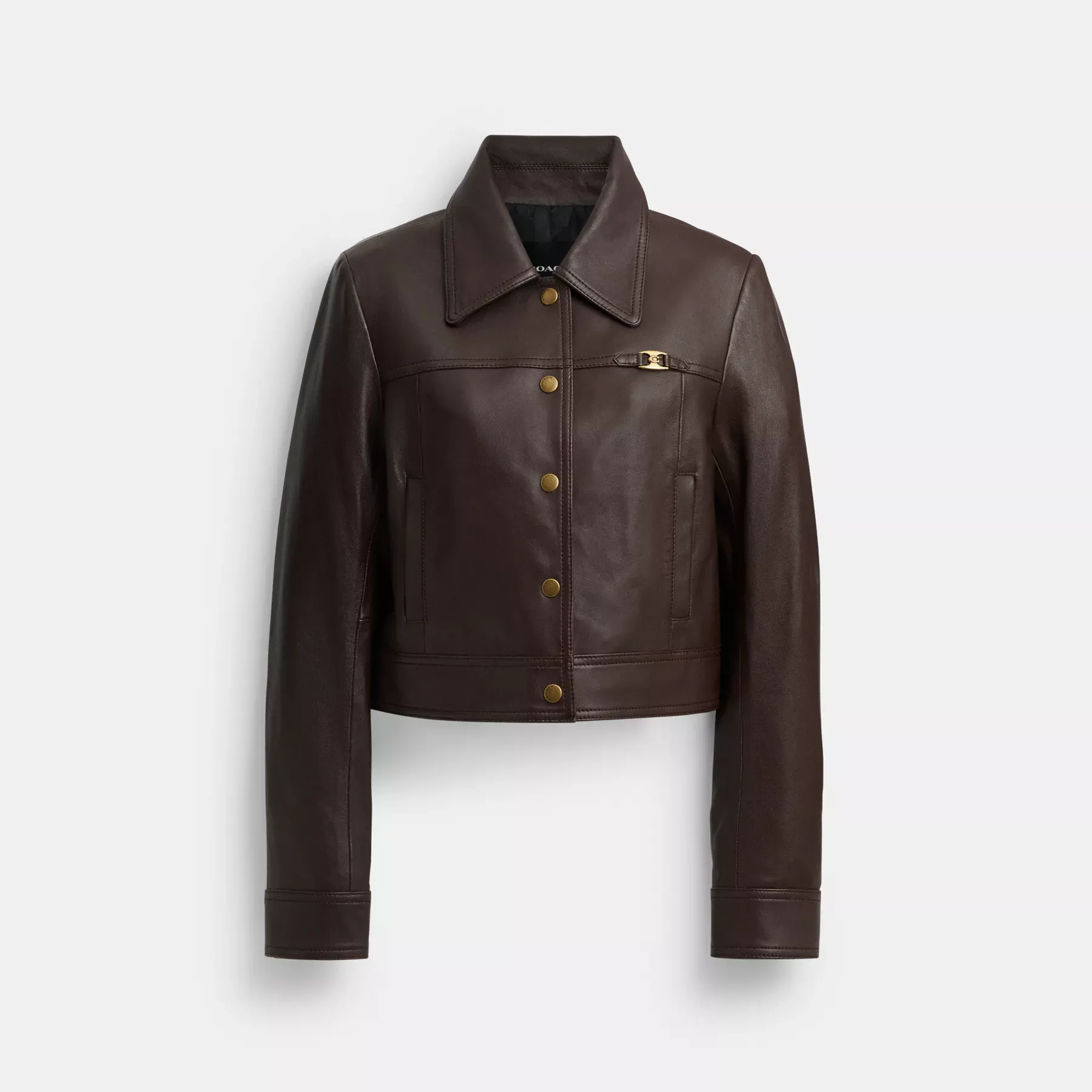 COACH Heritage C Snap Front Shrunken Jacket Brun