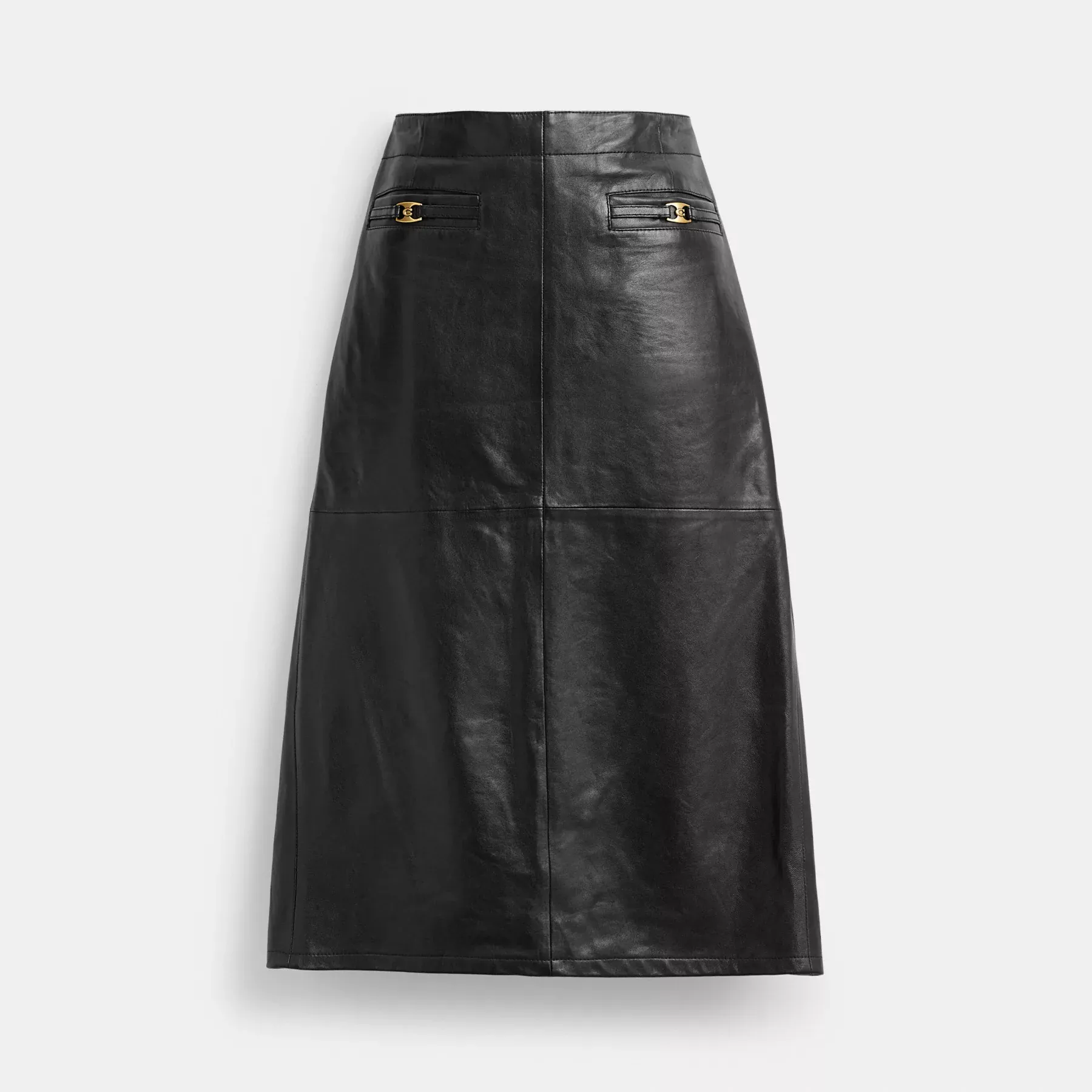 COACH Heritage C lång läderkjol Svart