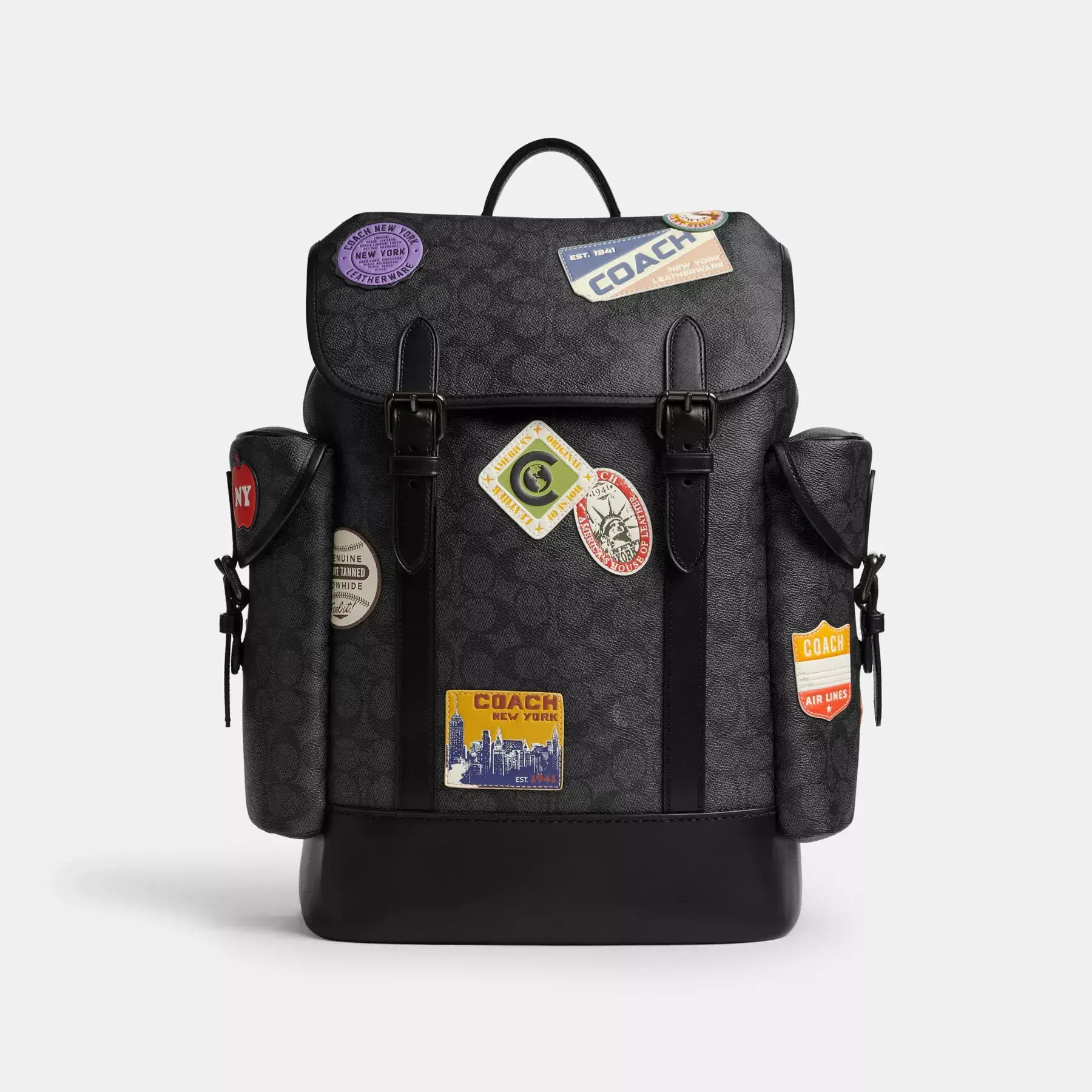 COACH Hitch Ryggsäck I Signatur Canvas Med Lappar Charcoal Multi COACH Hitch Ryggsäck I Signatur Canvas Med Lappar Charcoal Multi