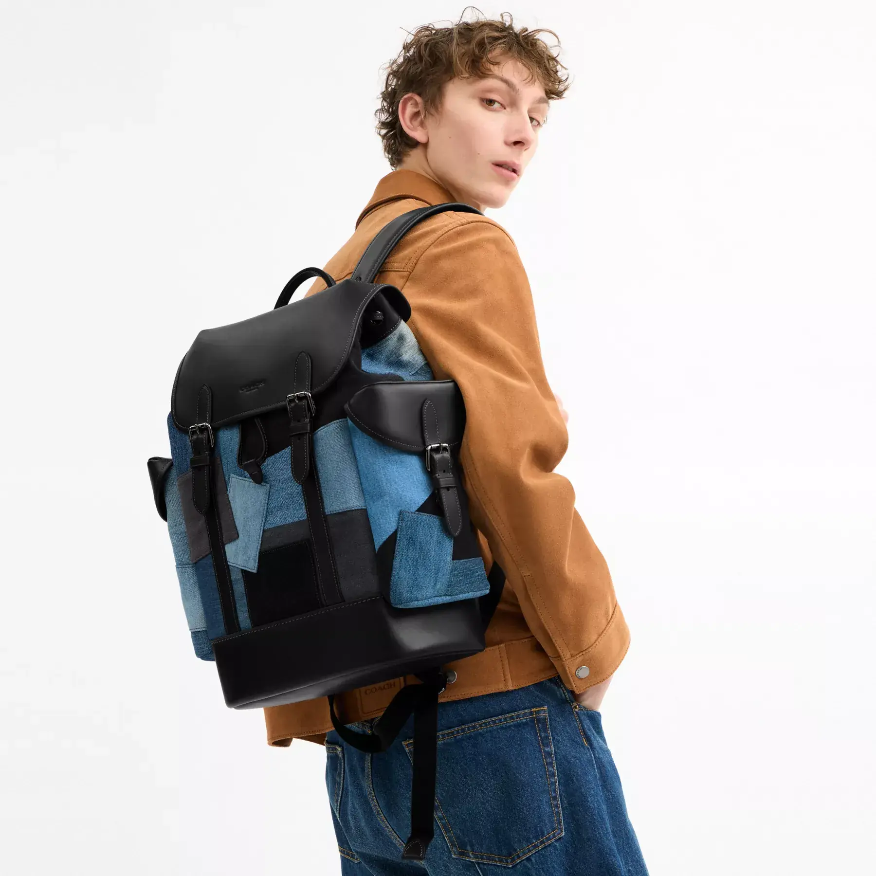 COACH Hitch Ryggsäck Med Patchwork Denim Multi COACH Hitch Ryggsäck Med Patchwork Denim Multi