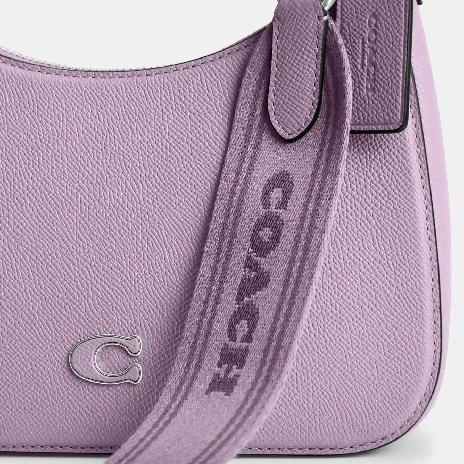 COACH Hobo Crossbody-väska med signaturduk Mjuk lila COACH Hobo Crossbody-väska med signaturduk Mjuk lila