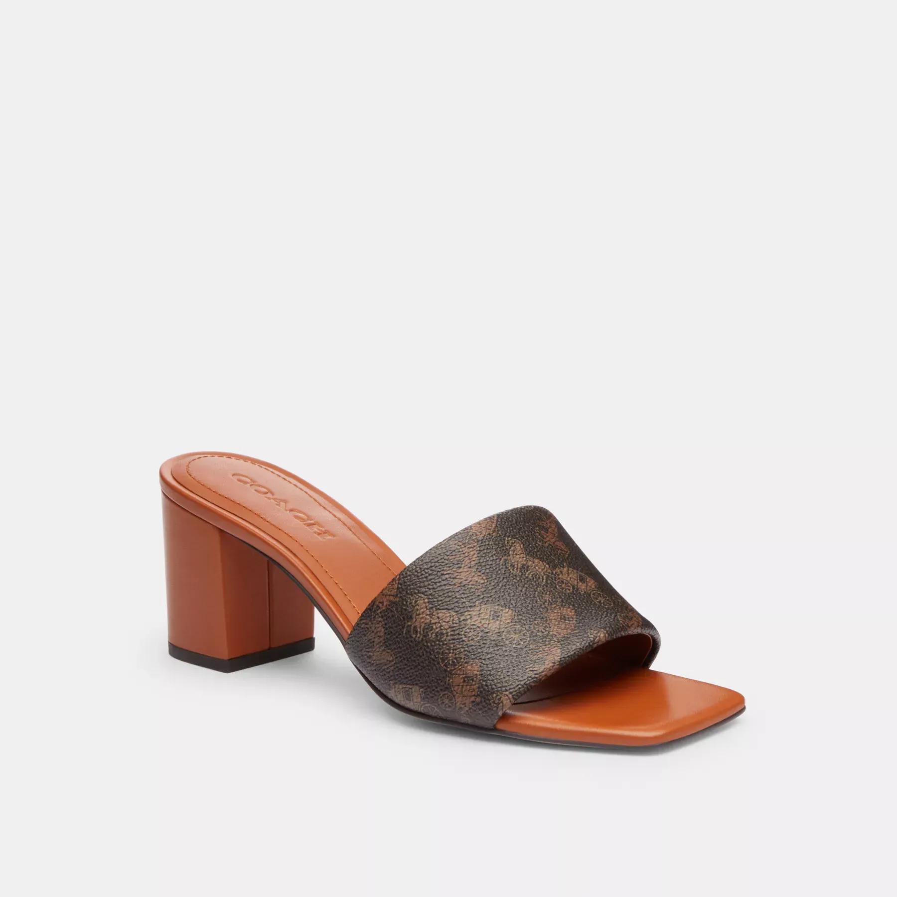 COACH Holly Block Häl Sandal Med Häst Och Vagn Print Tryffel/bränd bärnsten